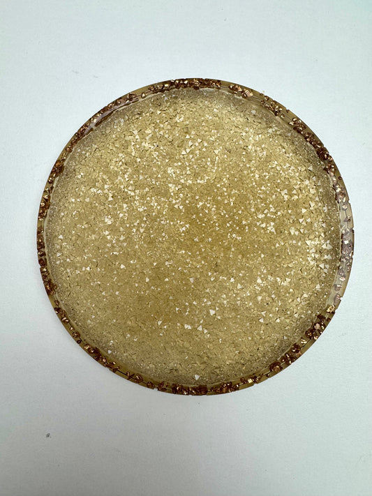 Glitzer Schälchen rund braun mit Steinchen