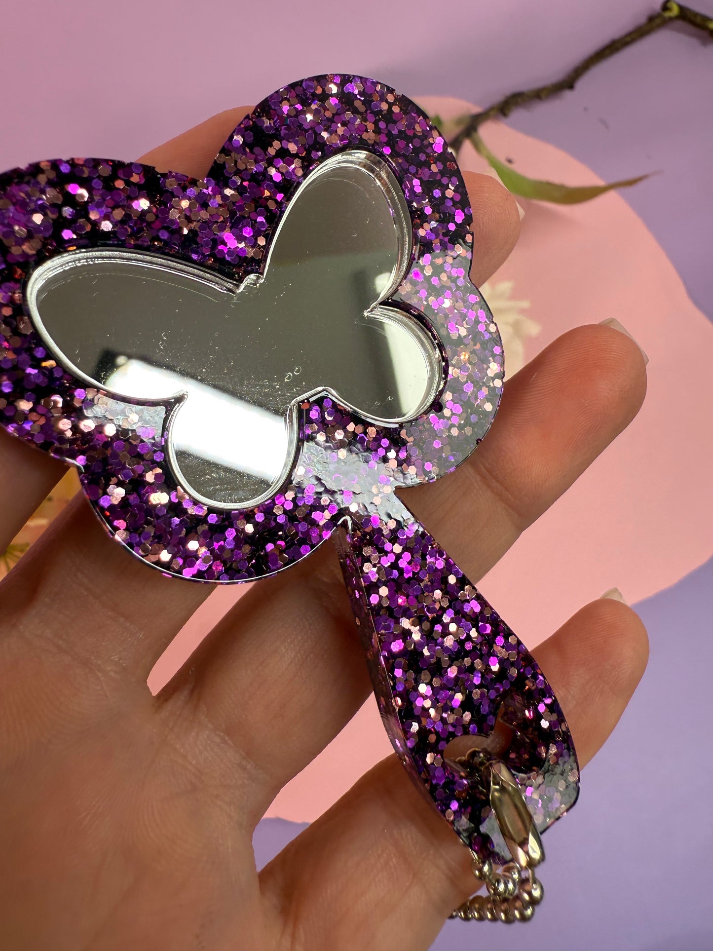 MirrorMädels Mini Spiegel Schmetterling glitzer pink rosé
