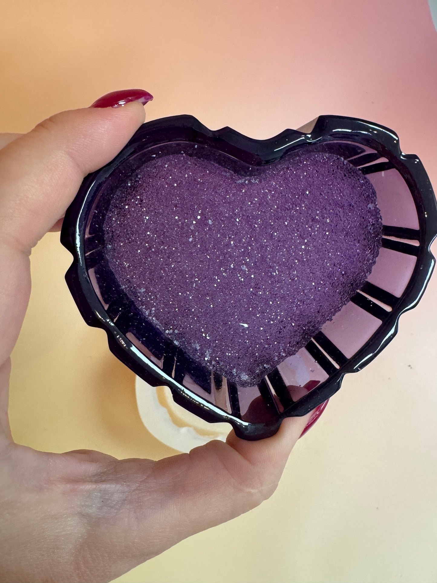 Silikonform Herzschale Glitzerboden