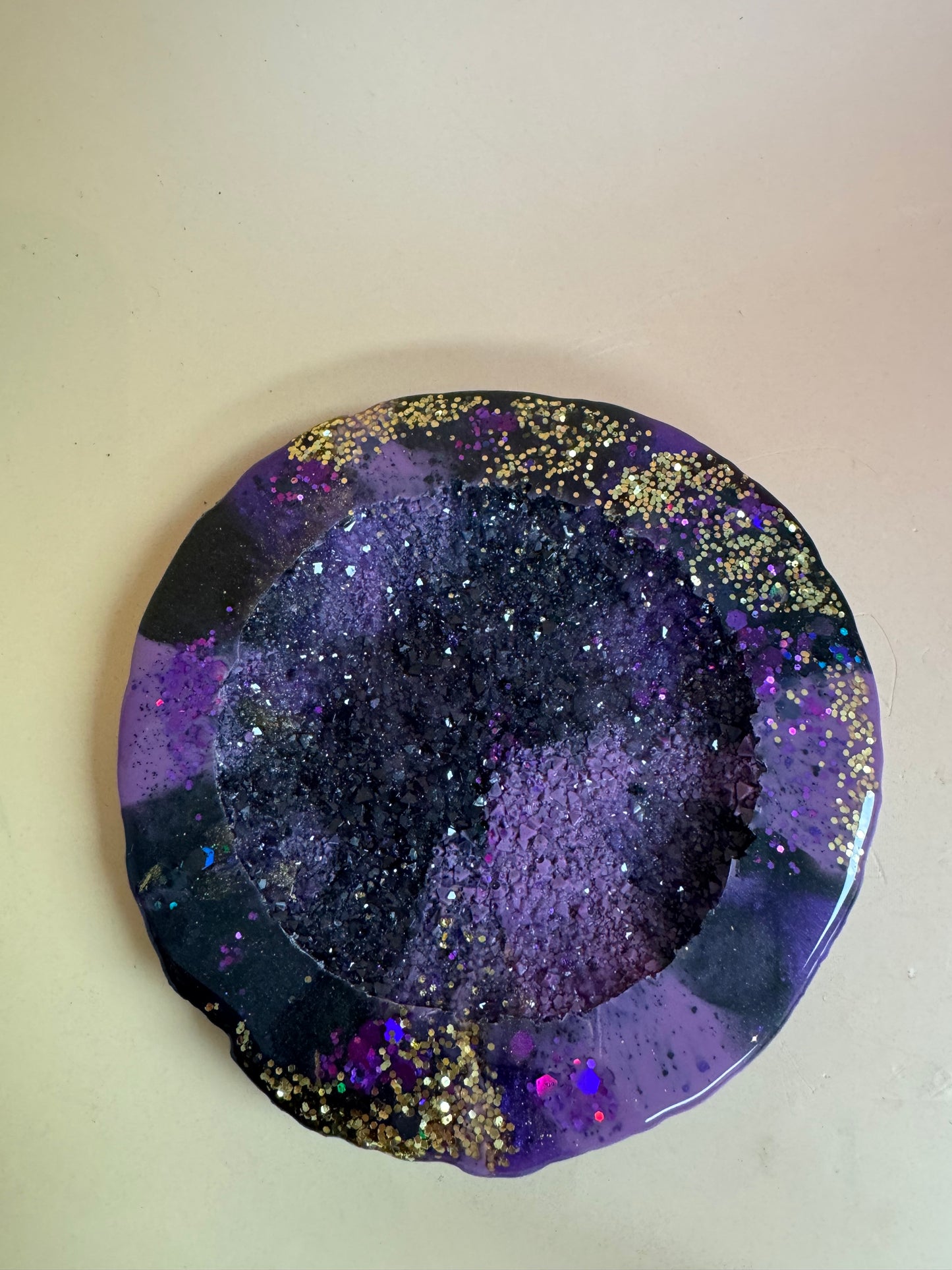 Schälchen "Achat" mit Glitzerboden Gold lila schwarz