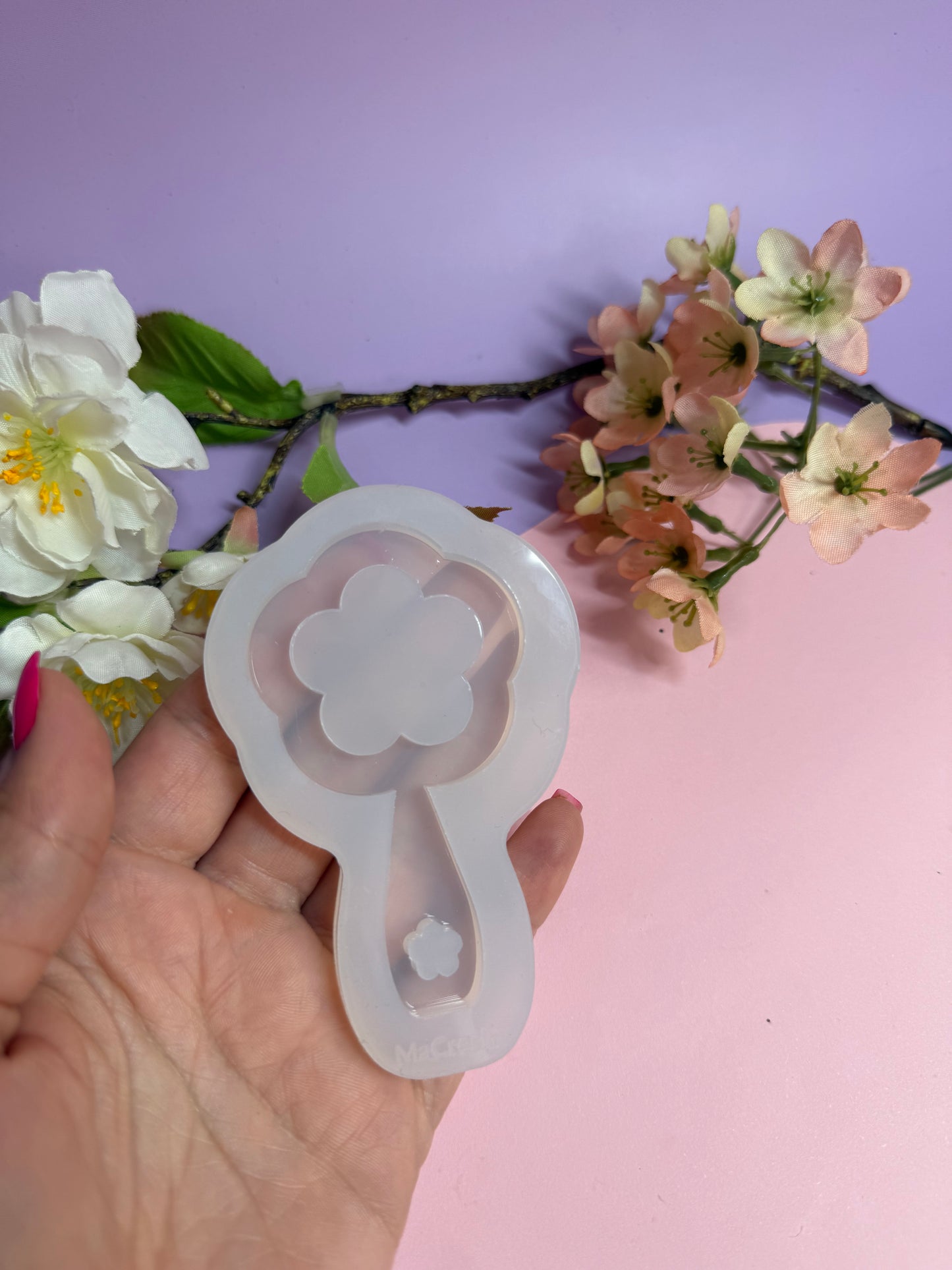 Silikonform MirrorMädels Form für kleine Handspiegel Blume Herz Mond Schmetterling