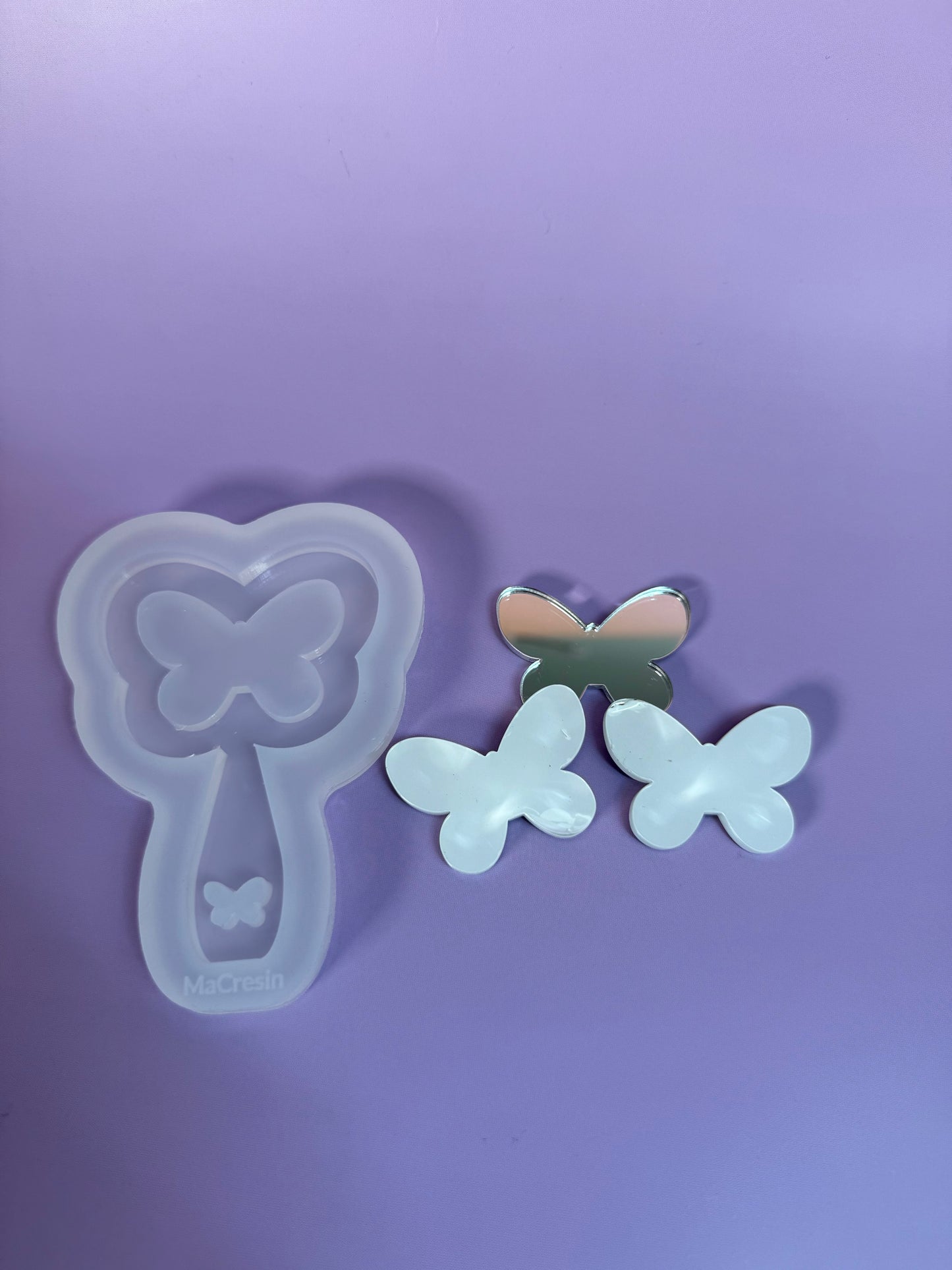 Silikonform MirrorMädels Form für kleine Handspiegel Blume Herz Mond Schmetterling