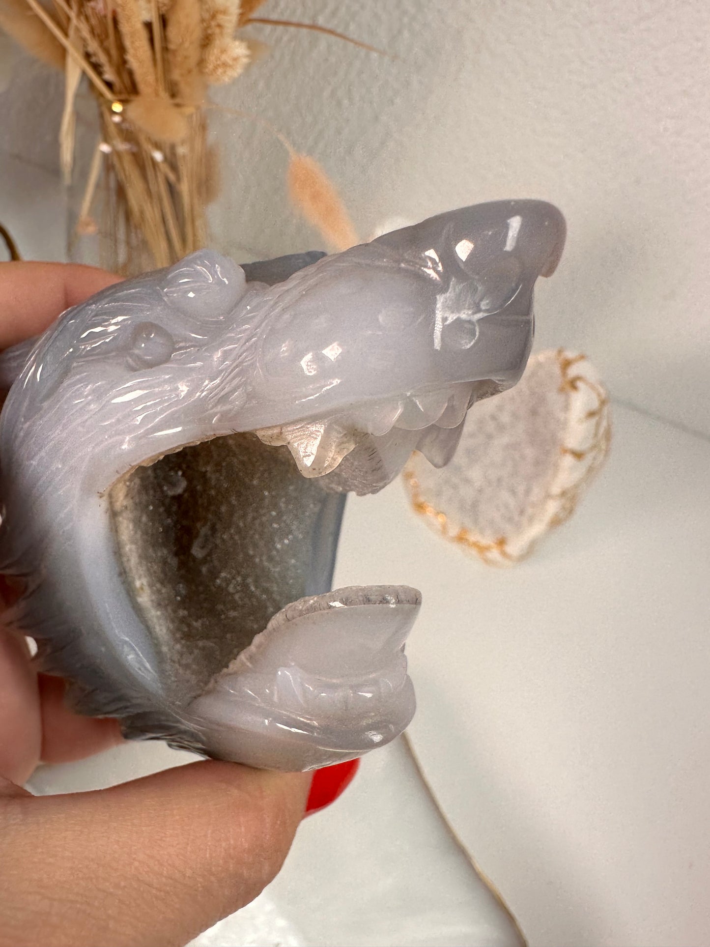 Achat Wolf Carving 129a