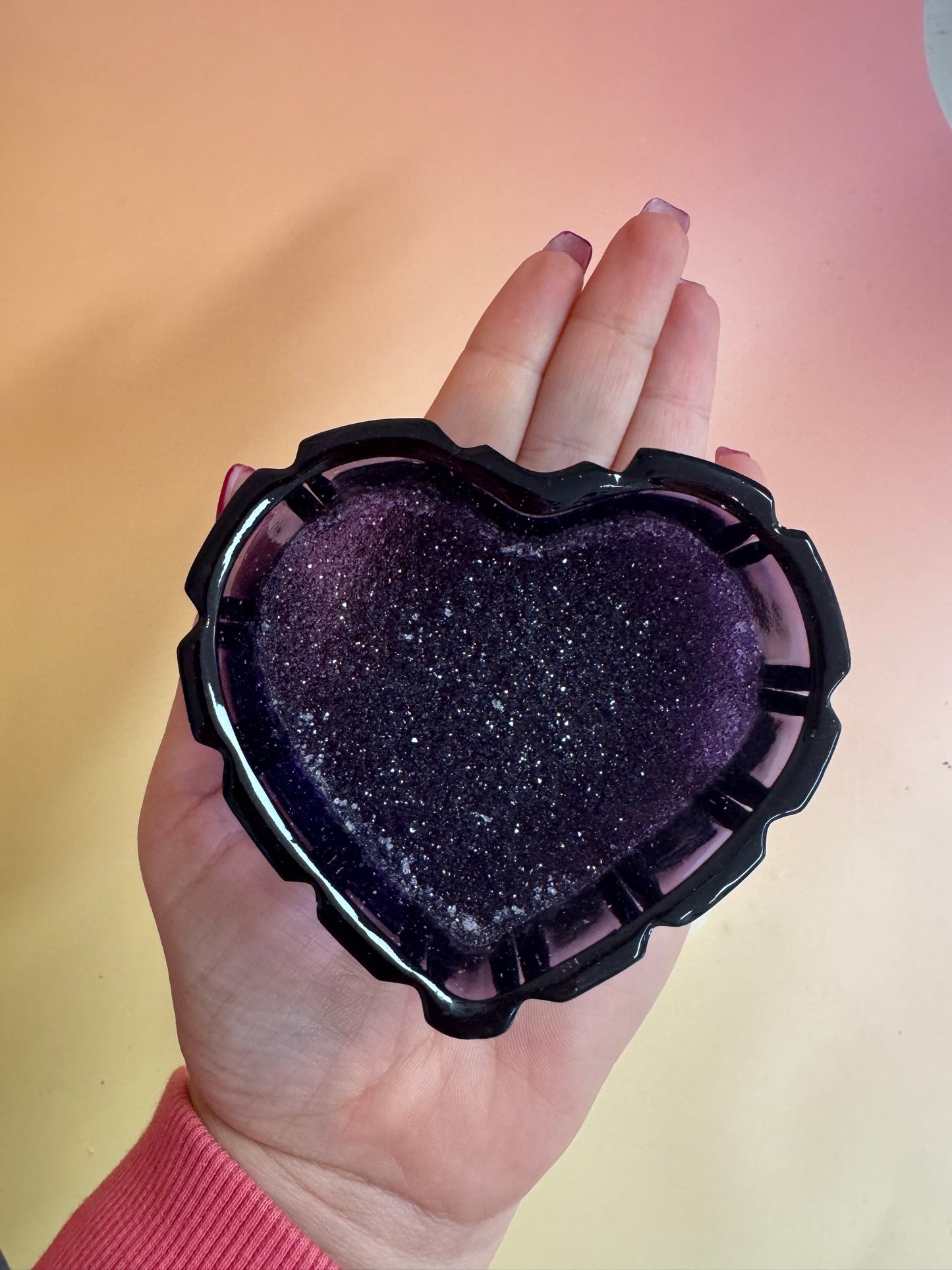 Silikonform Herzschale Glitzerboden
