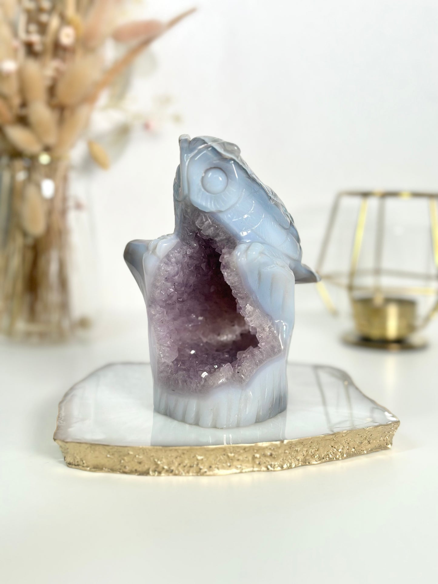 Amethyst Eulen Carving