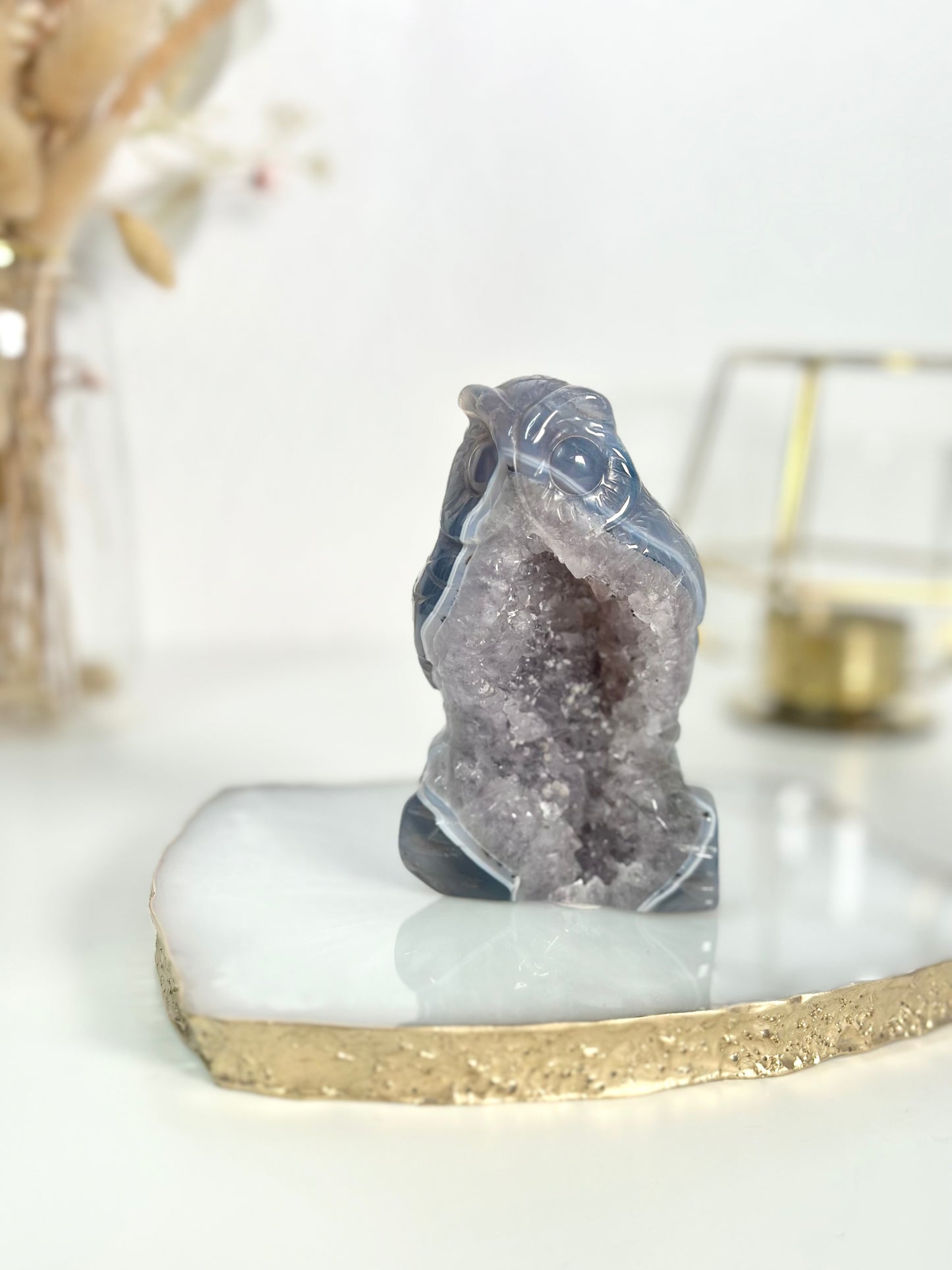 Amethyst Eulen Carving