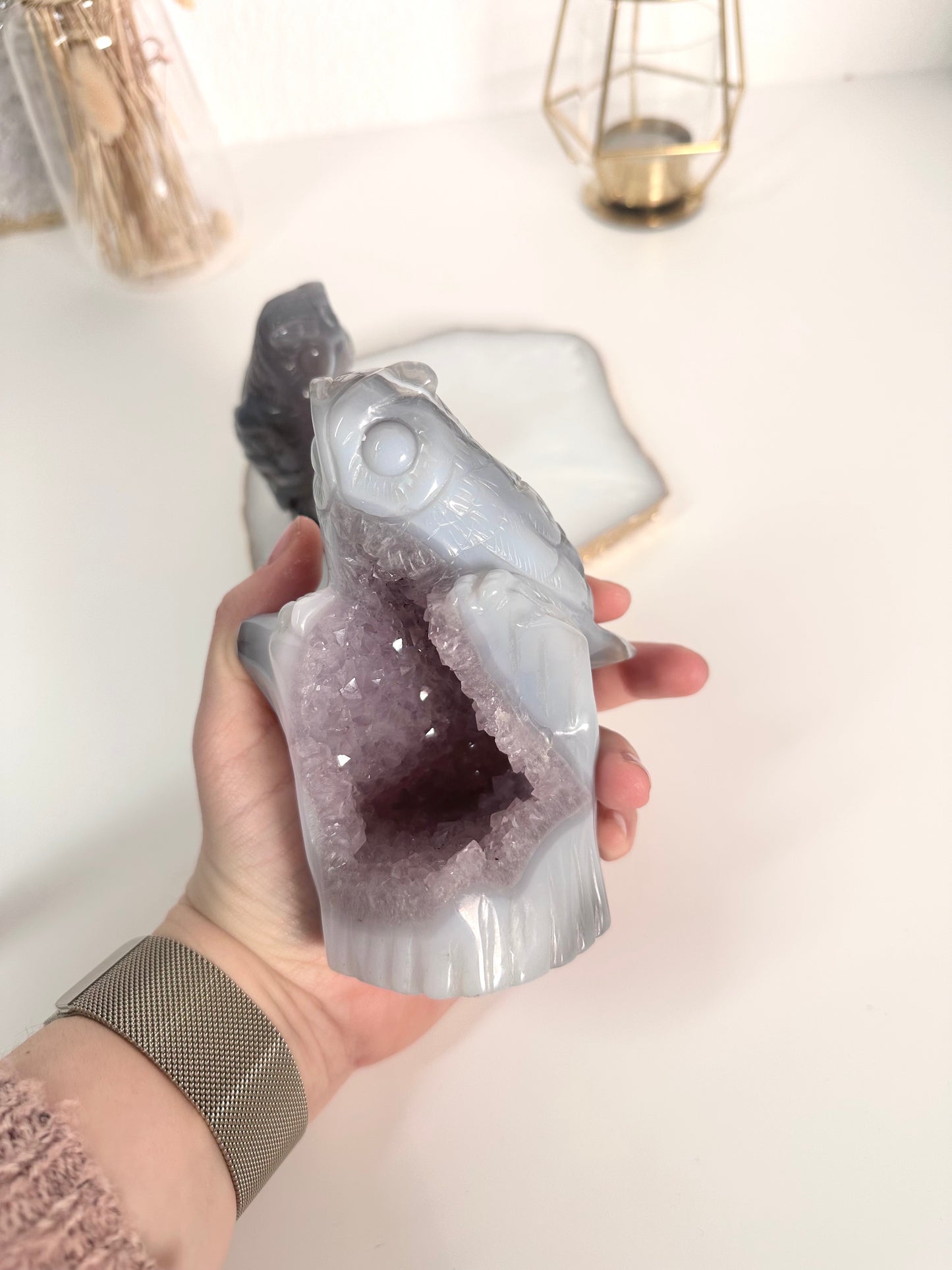 Amethyst Eulen Carving