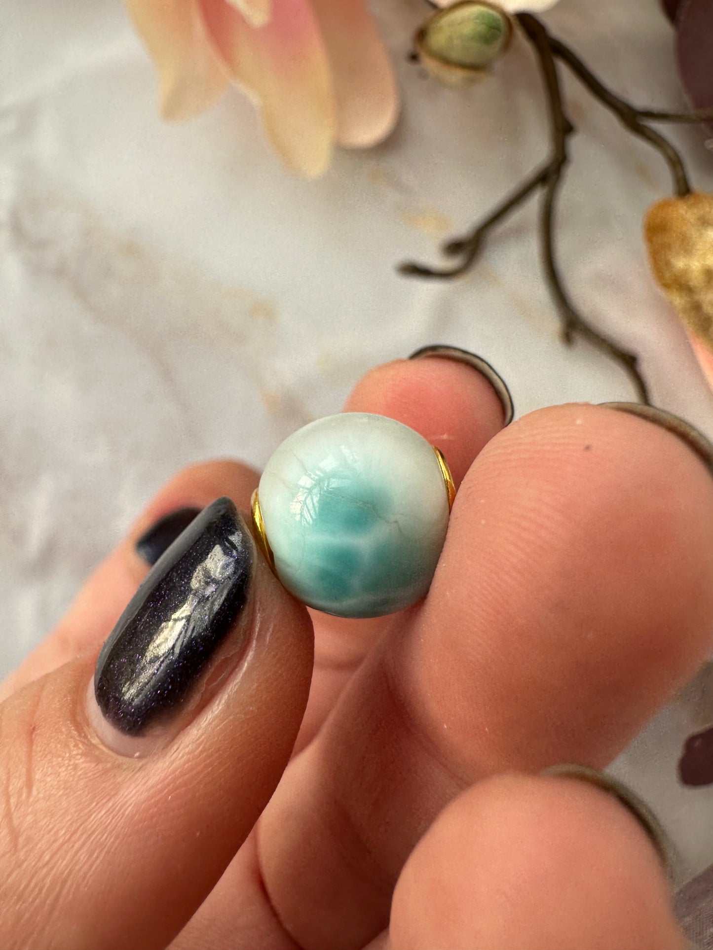 Larimar Kugel silber vergoldet Nr.45A