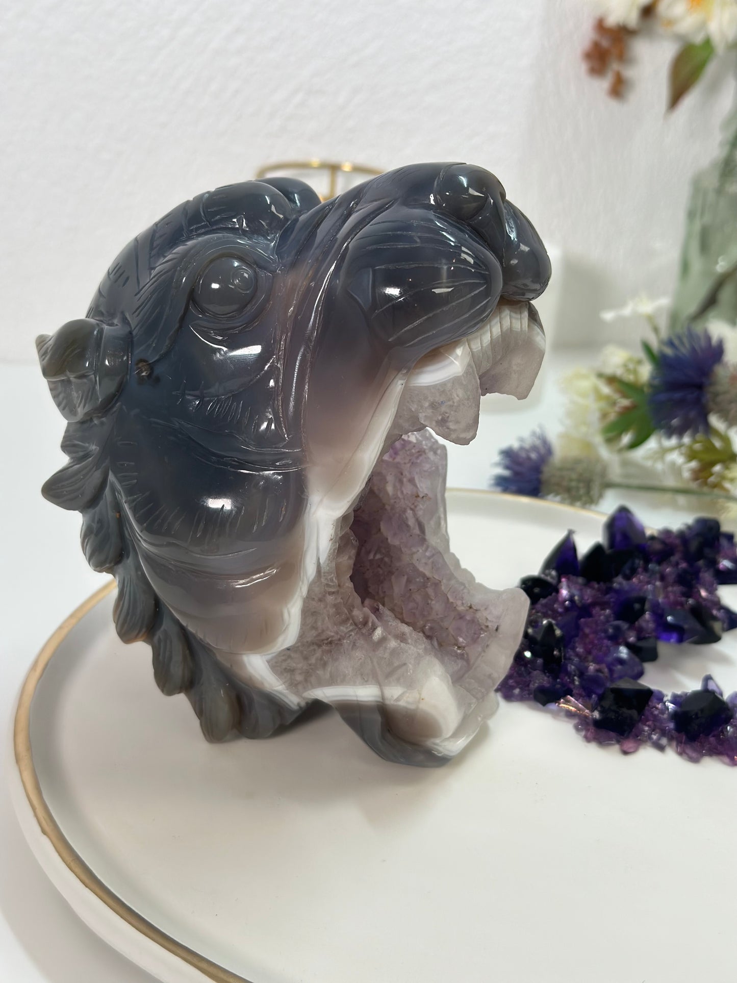Amethyst Tiger Carving