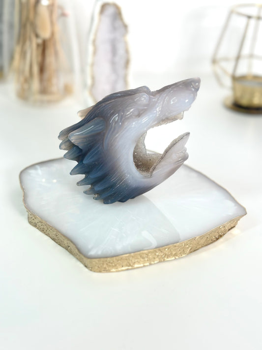 Achat Wolf Carving 129a