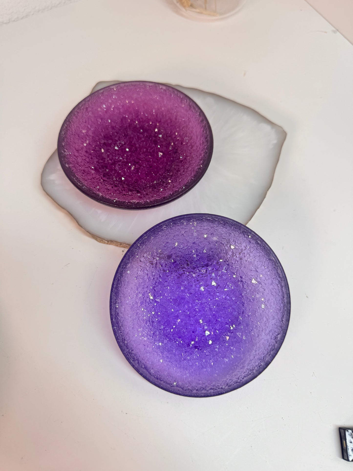 Glitzer Schälchen rund transparent außen matt