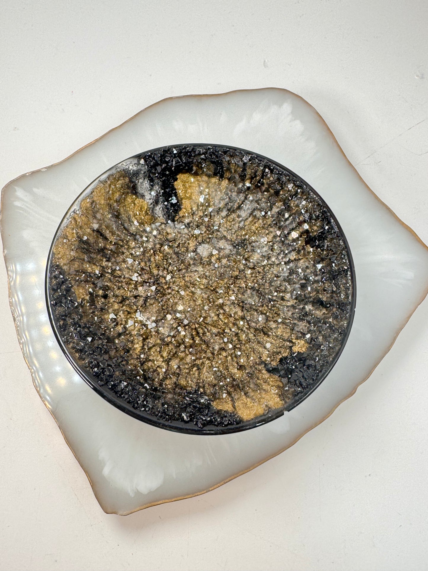 Schälchen Glitzer rund schwarz gold