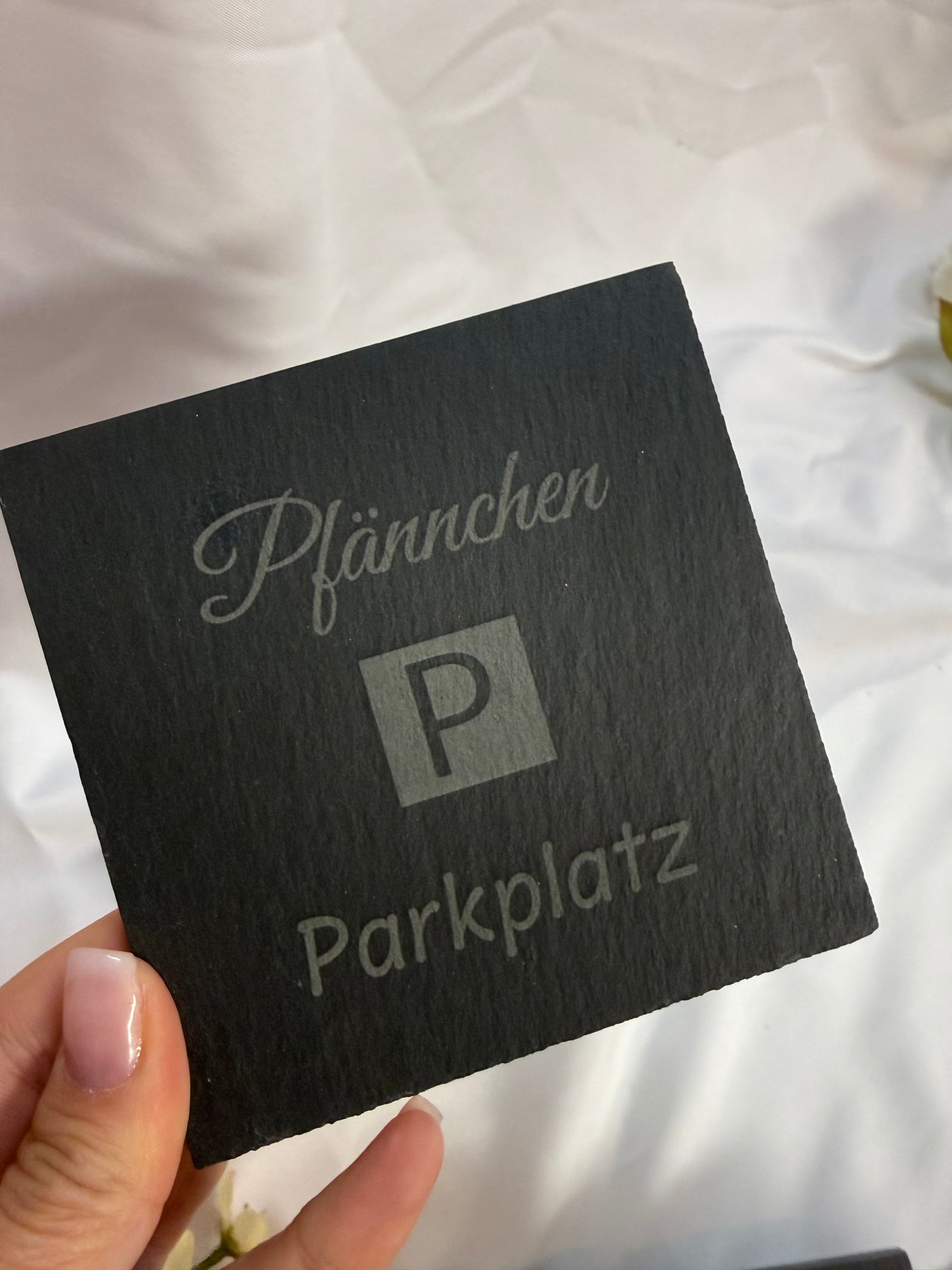 Raclette Pfännchenparkplatz Schieferuntersetzer
