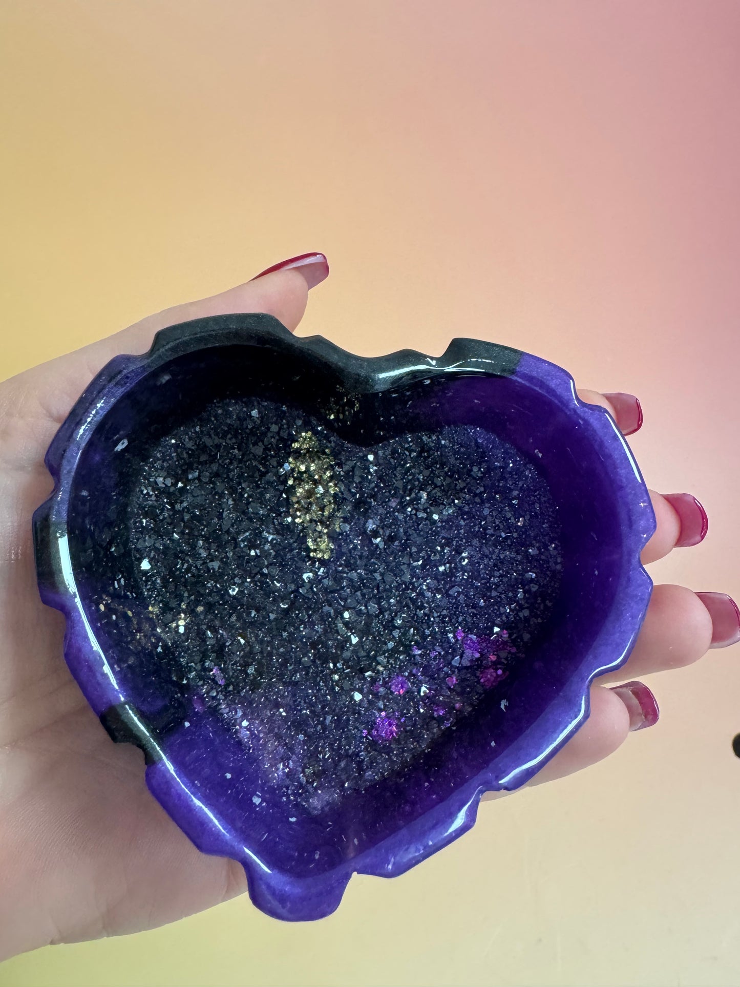 Herz Schälchen Glitzer violett