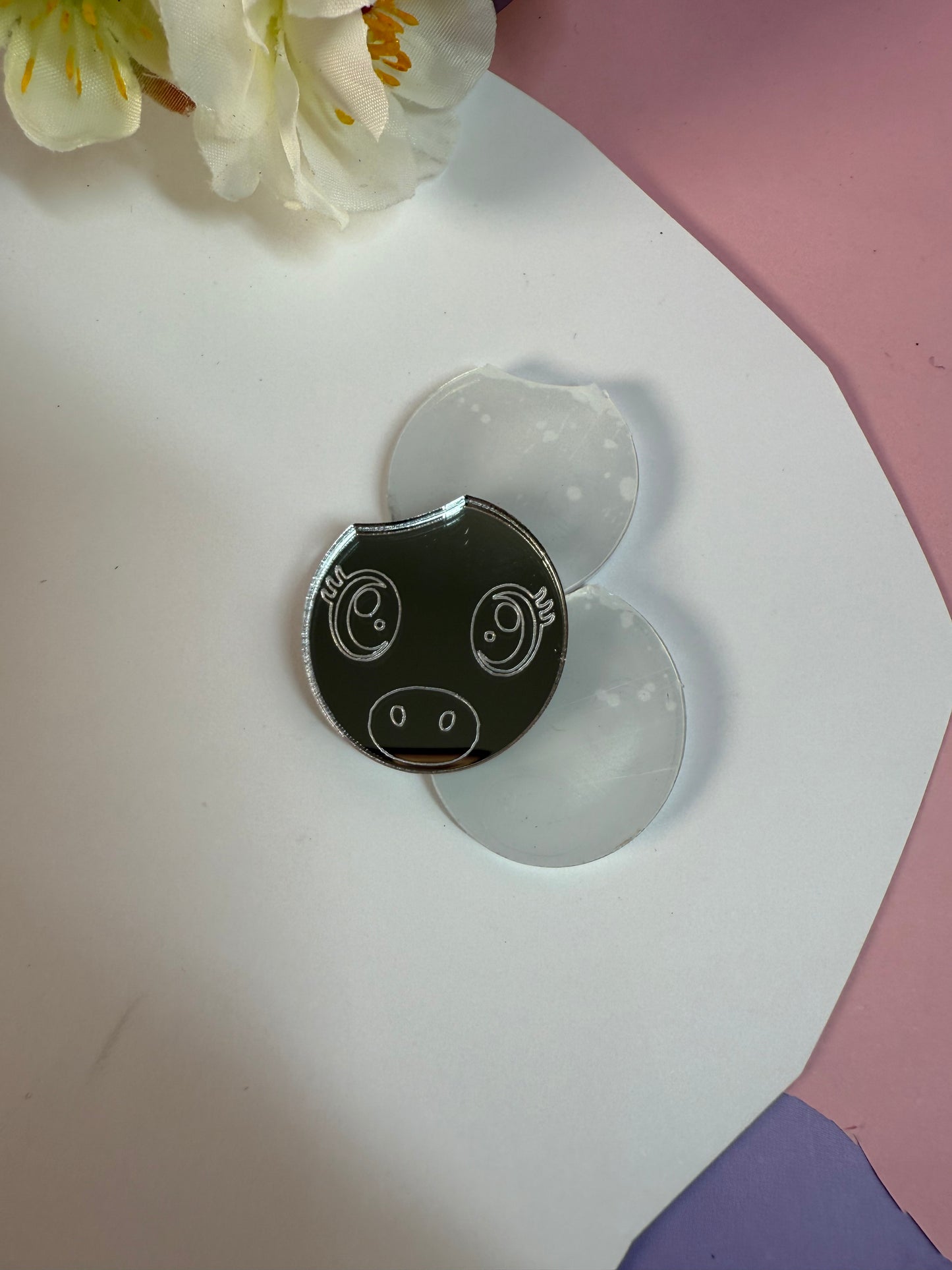 Silikonform und Spiegeleinsatz Einhorn für kleine Handspiegel