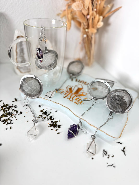 Kristall Teesieb Bergkristall / Amethyst Spitze