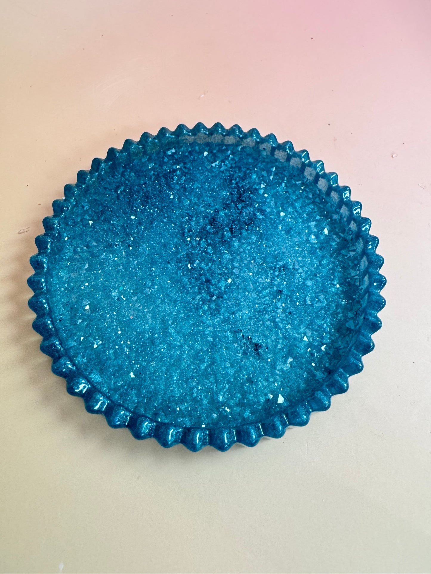 Glitzer Schälchen rund flach nicht transparent