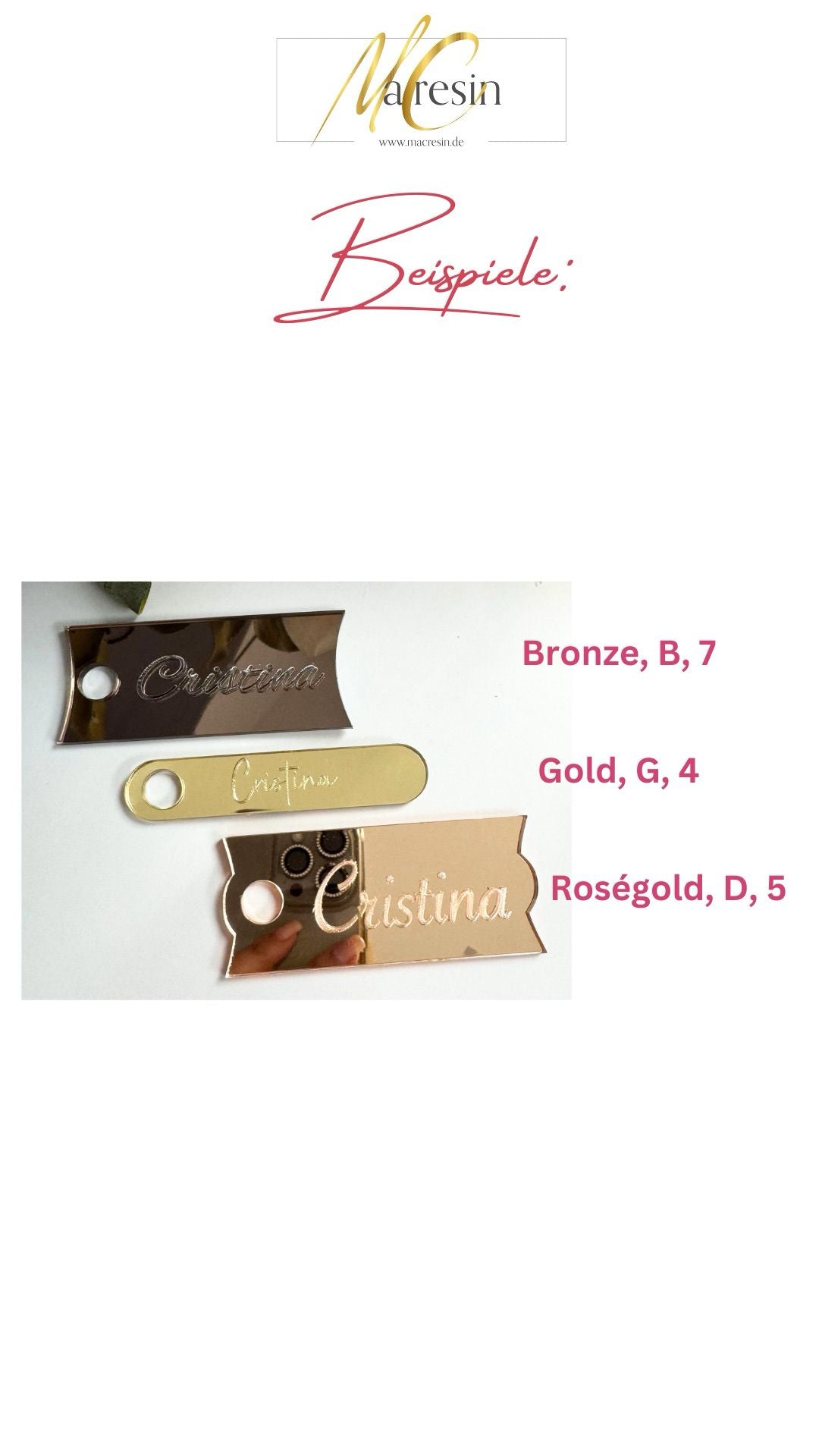 Spiegel Acryl Namensschild für Stanley Cup personalisierter Topper Nameplate