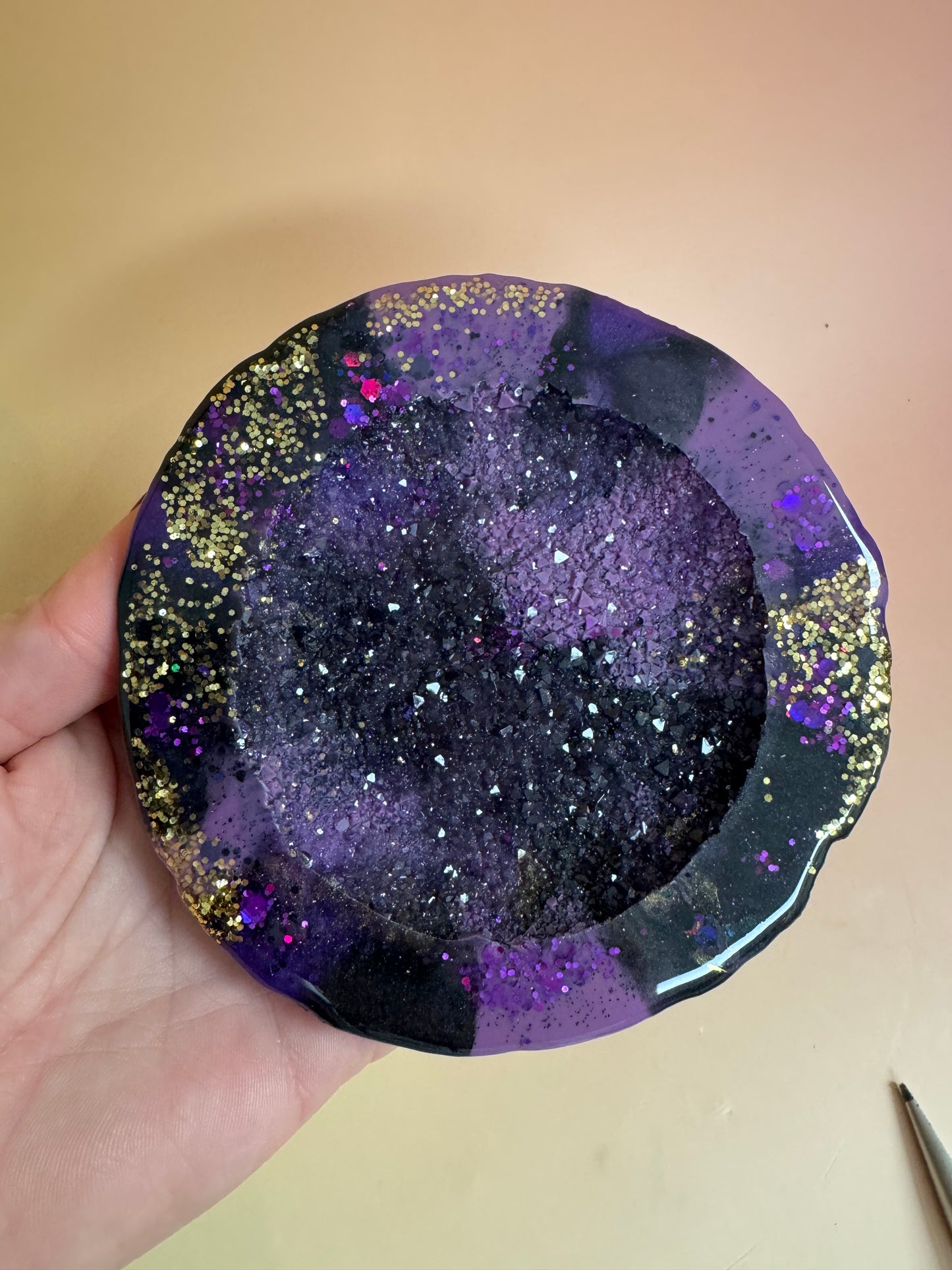 Schälchen "Achat" mit Glitzerboden Gold lila schwarz
