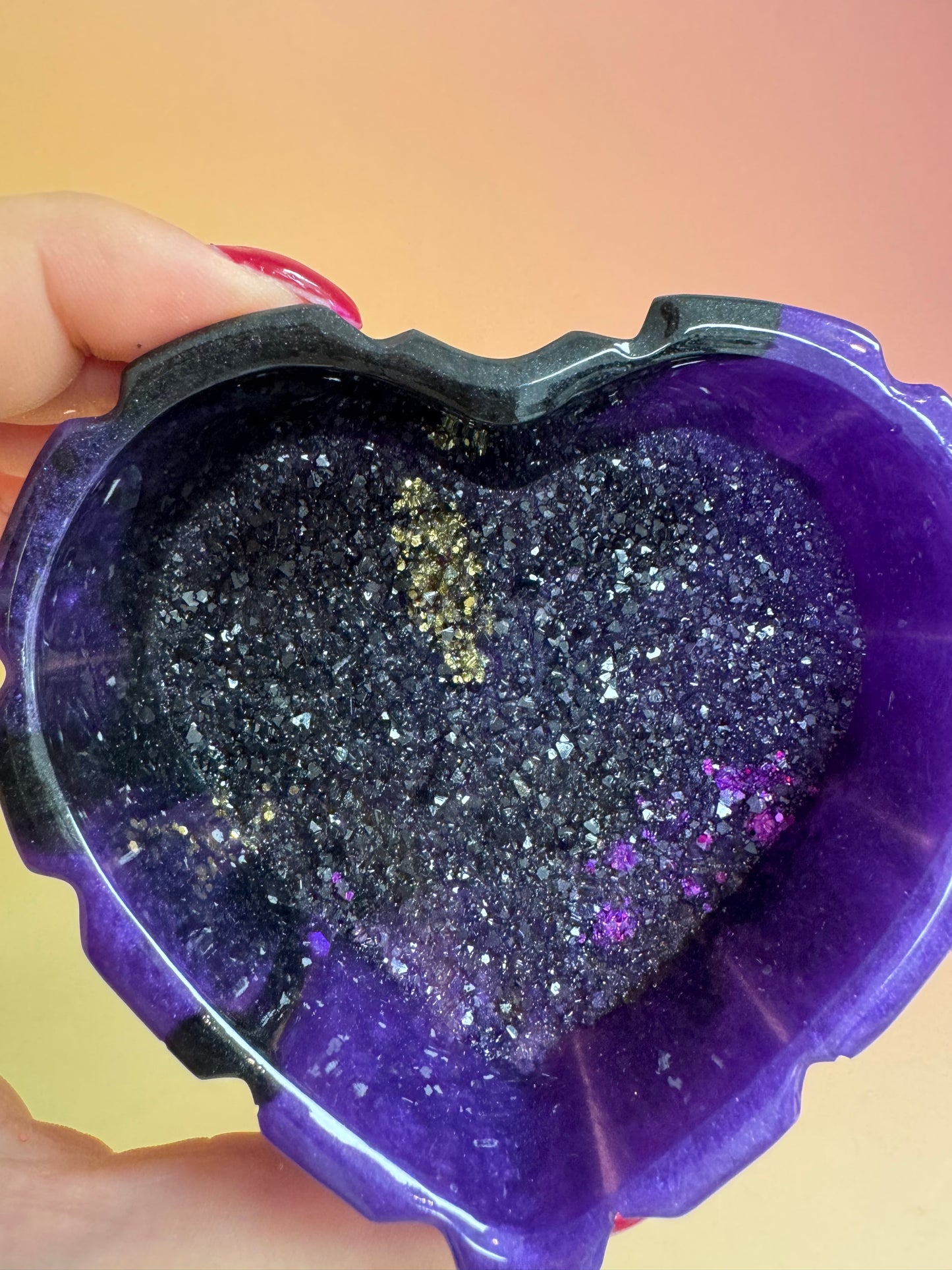 Herz Schälchen Glitzer violett