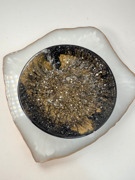 Schälchen Glitzer rund schwarz gold