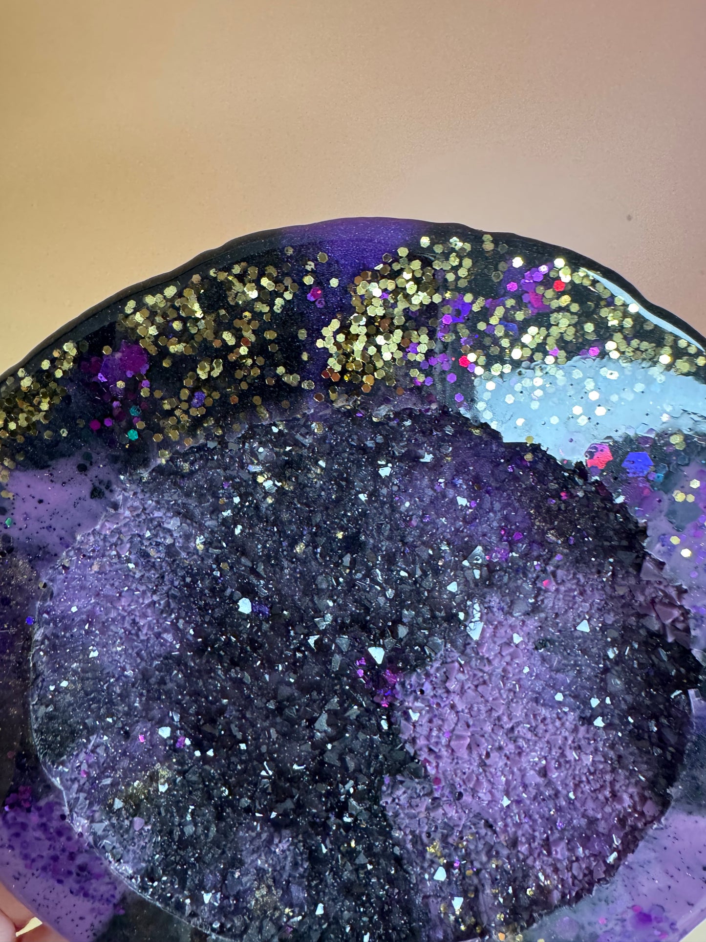 Schälchen "Achat" mit Glitzerboden Gold lila schwarz