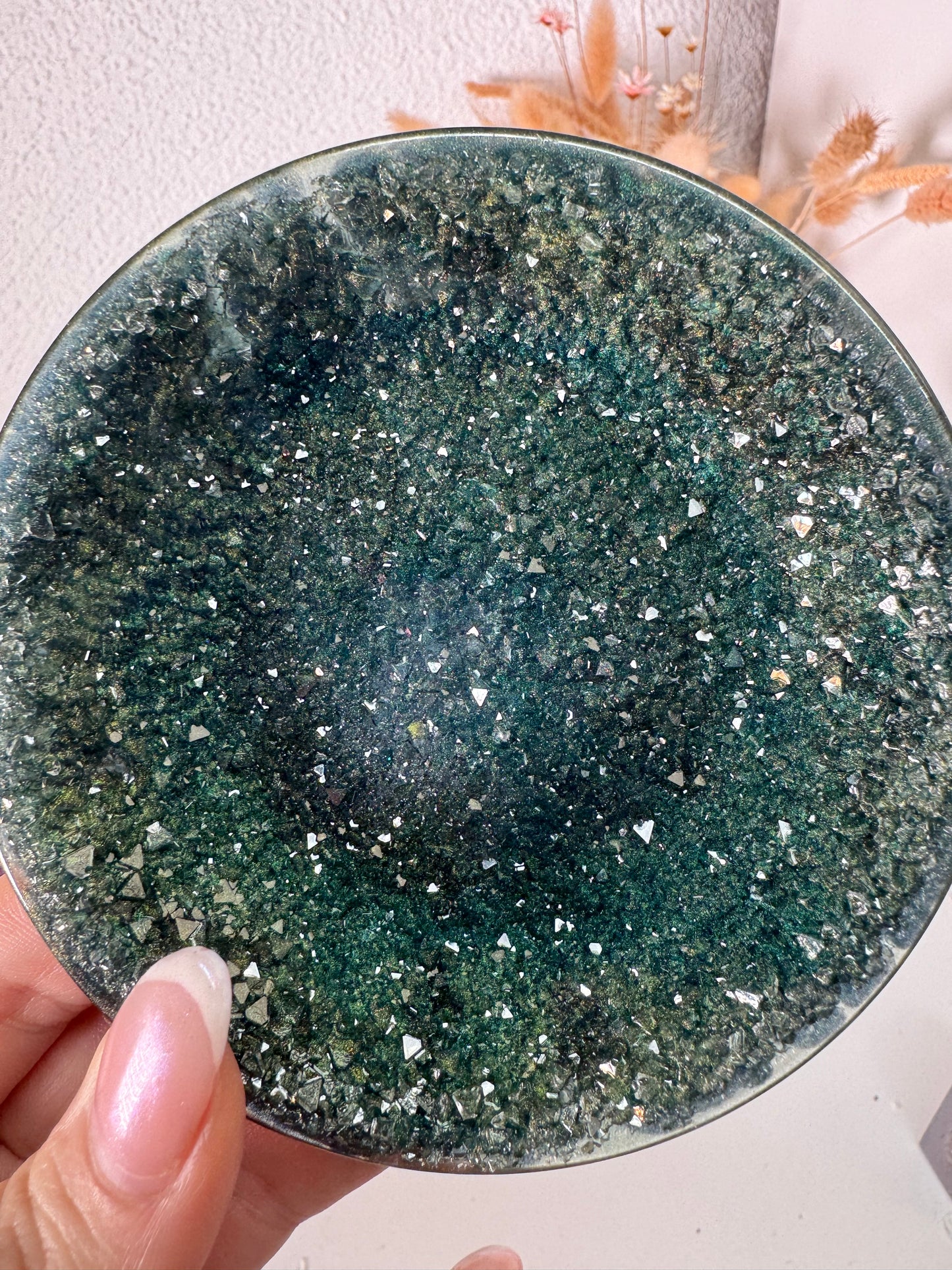 Schälchen Glitzer rund grün