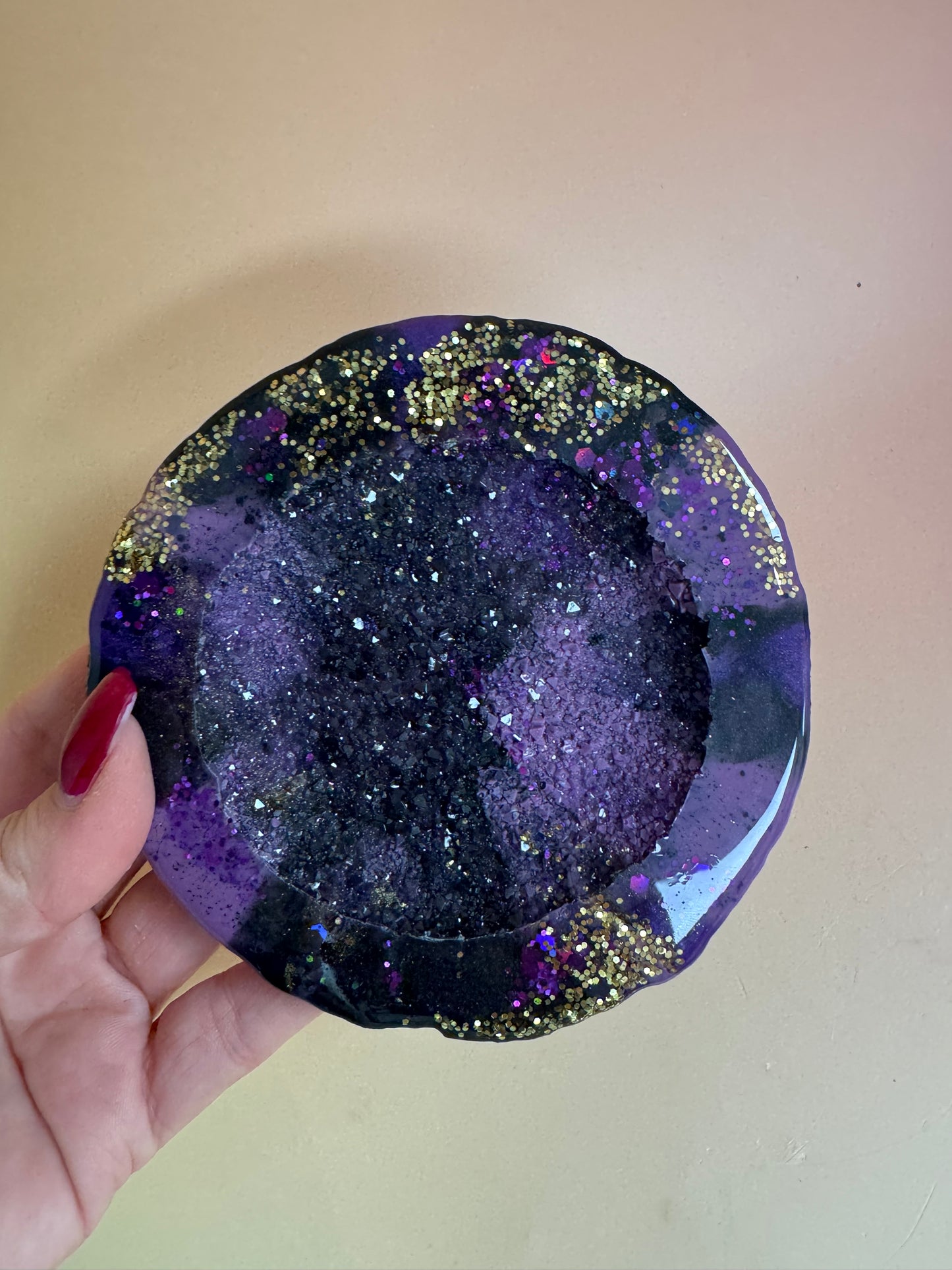 Schälchen "Achat" mit Glitzerboden Gold lila schwarz