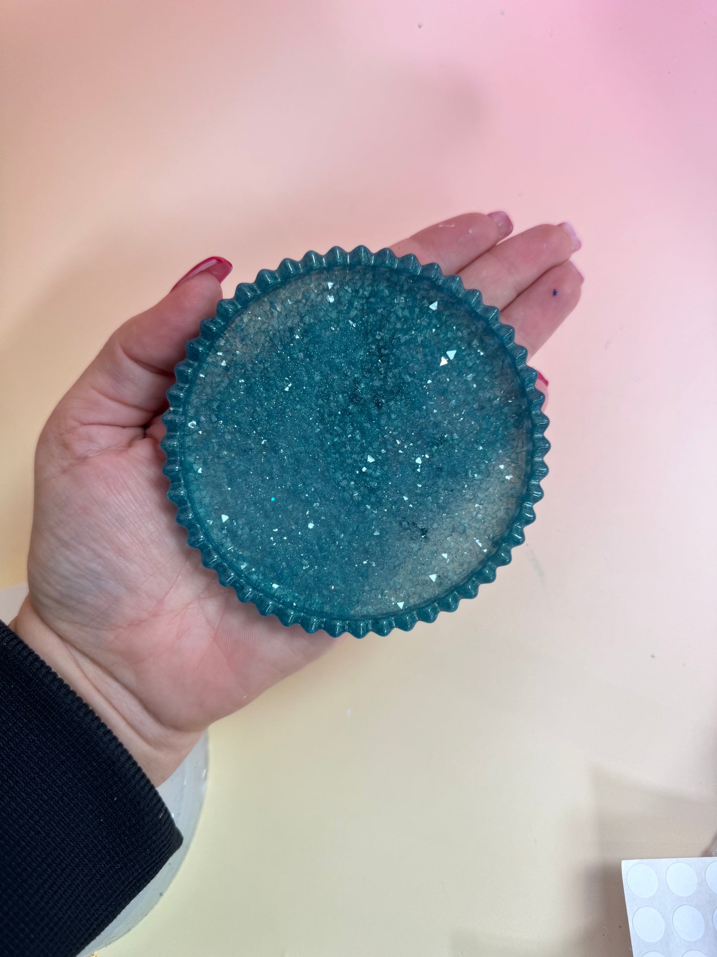 Glitzer Schälchen rund flach nicht transparent