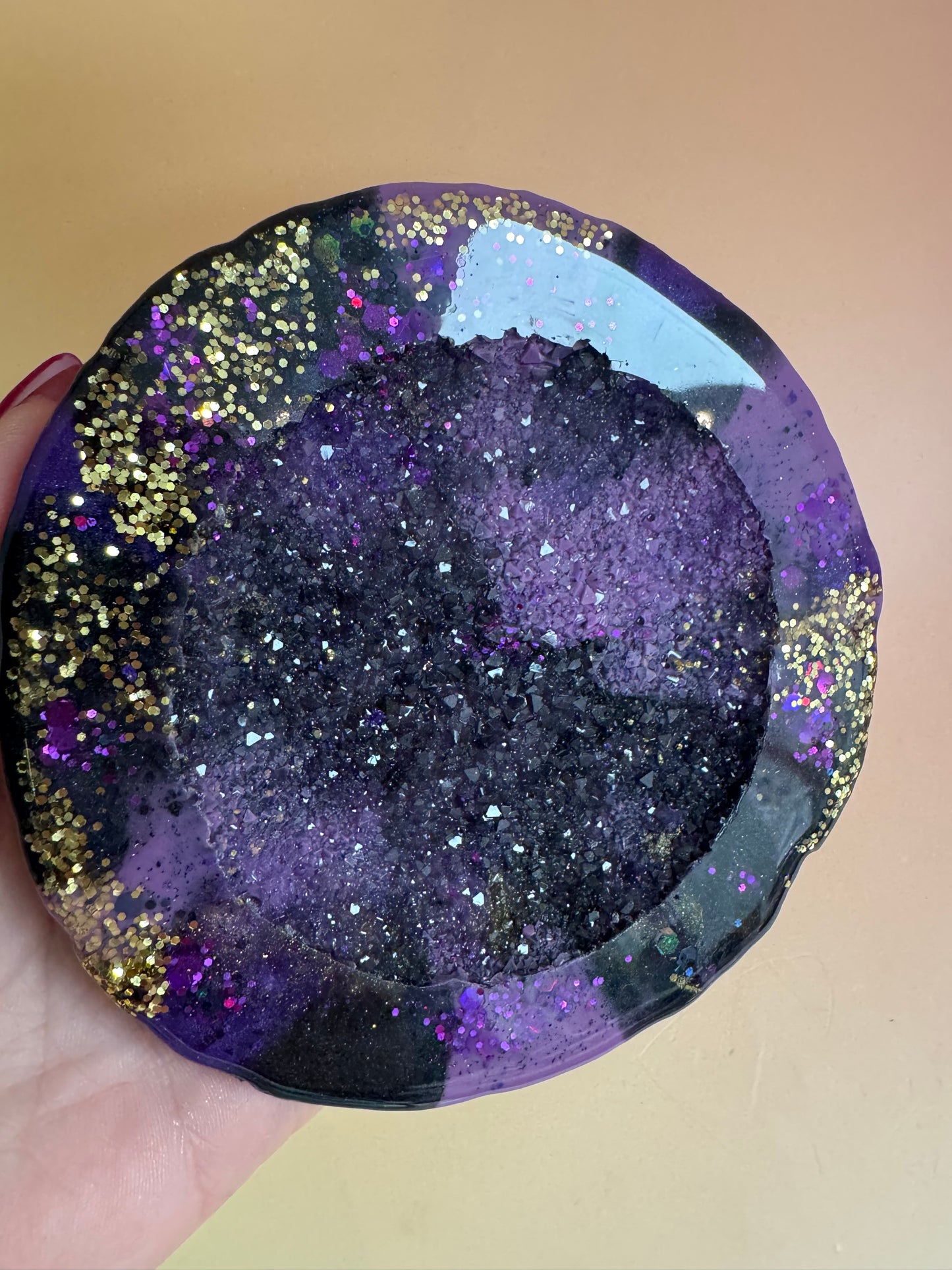 Schälchen "Achat" mit Glitzerboden Gold lila schwarz