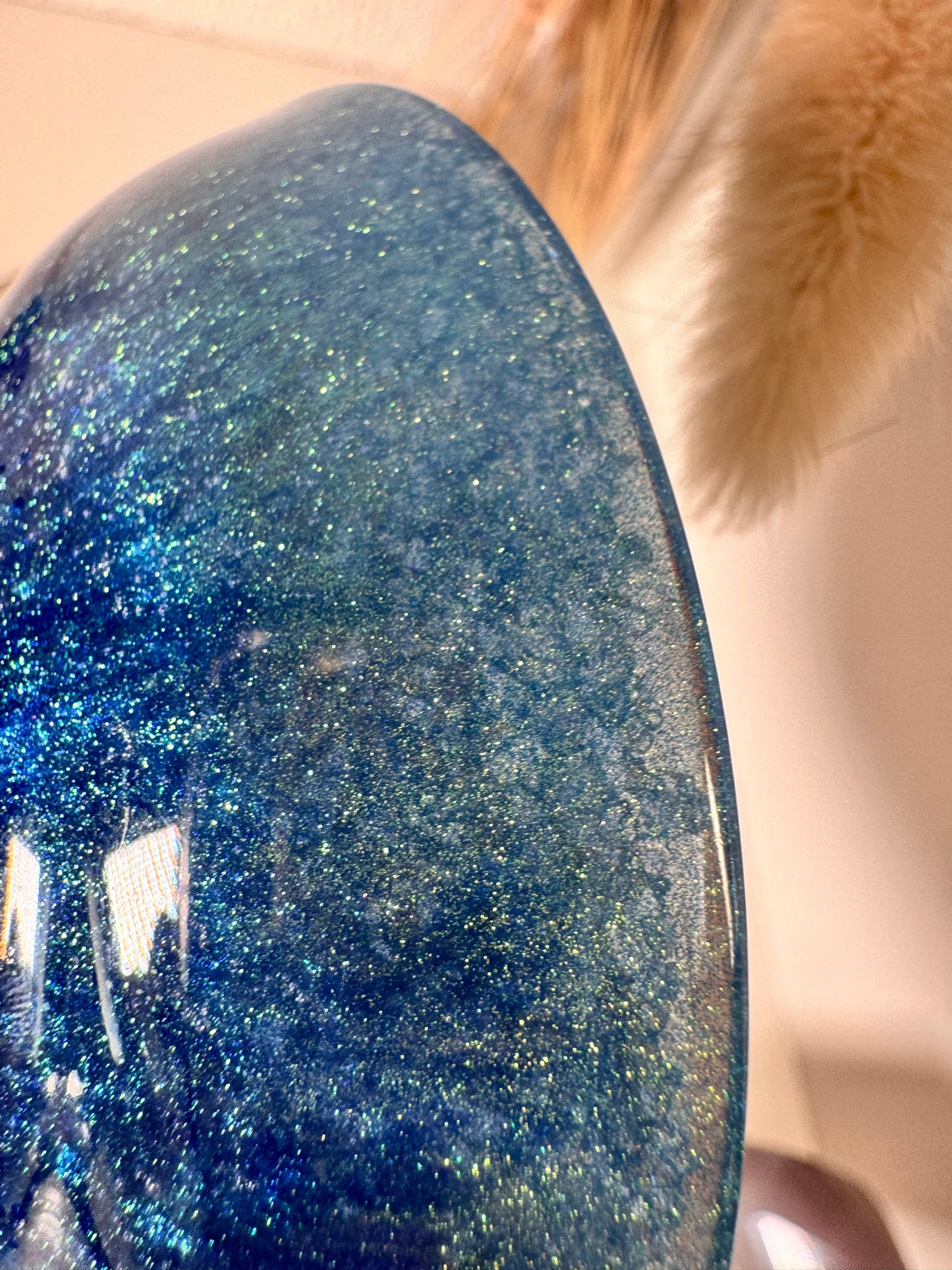 Schälchen Glitzer rund Blau Türkis Goldschimmer