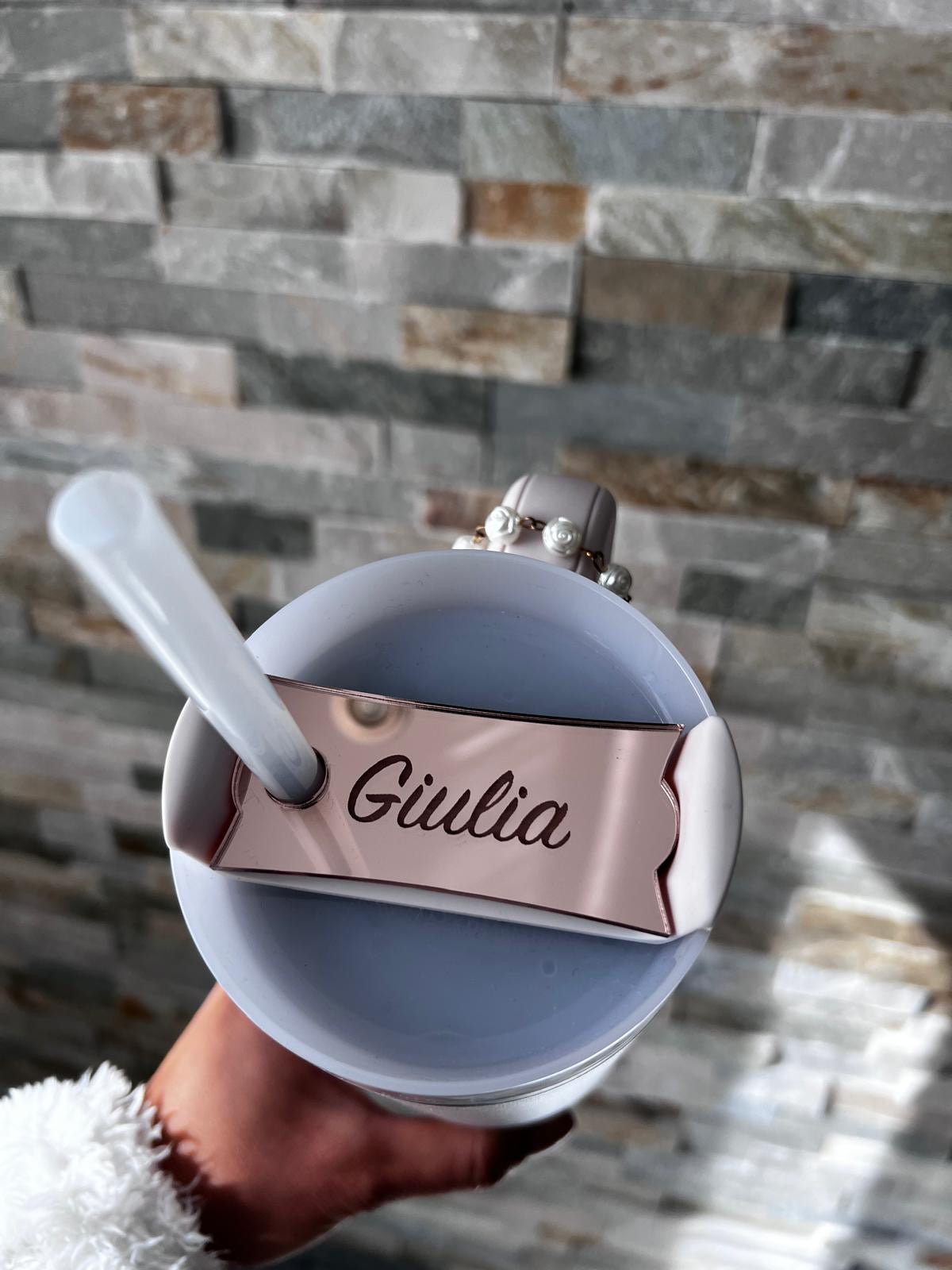 Spiegel Acryl Namensschild für Stanley Cup personalisierter Topper Nameplate