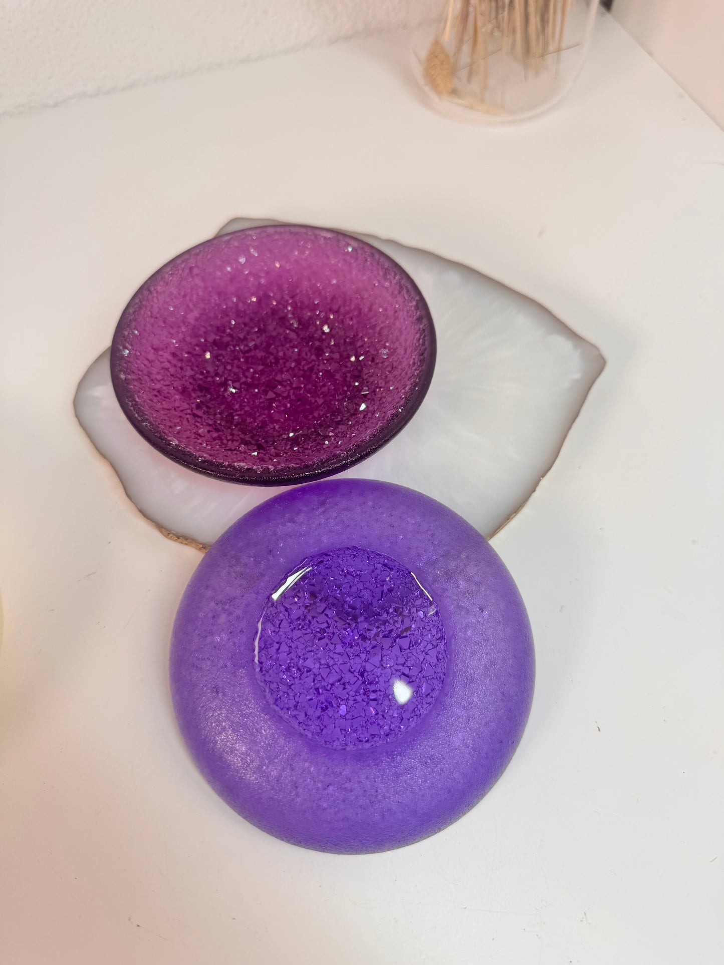 Glitzer Schälchen rund transparent außen matt