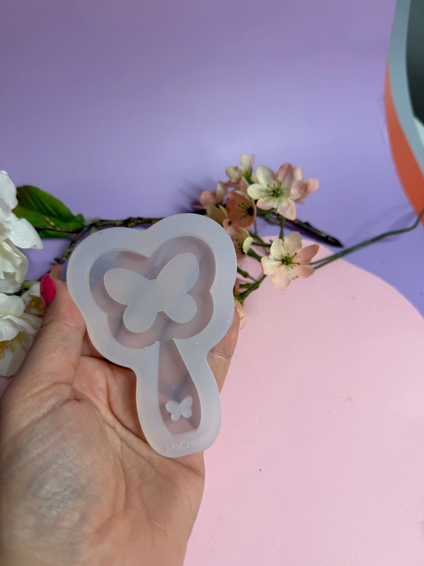 Silikonform MirrorMädels Form für kleine Handspiegel Blume Herz Mond Schmetterling