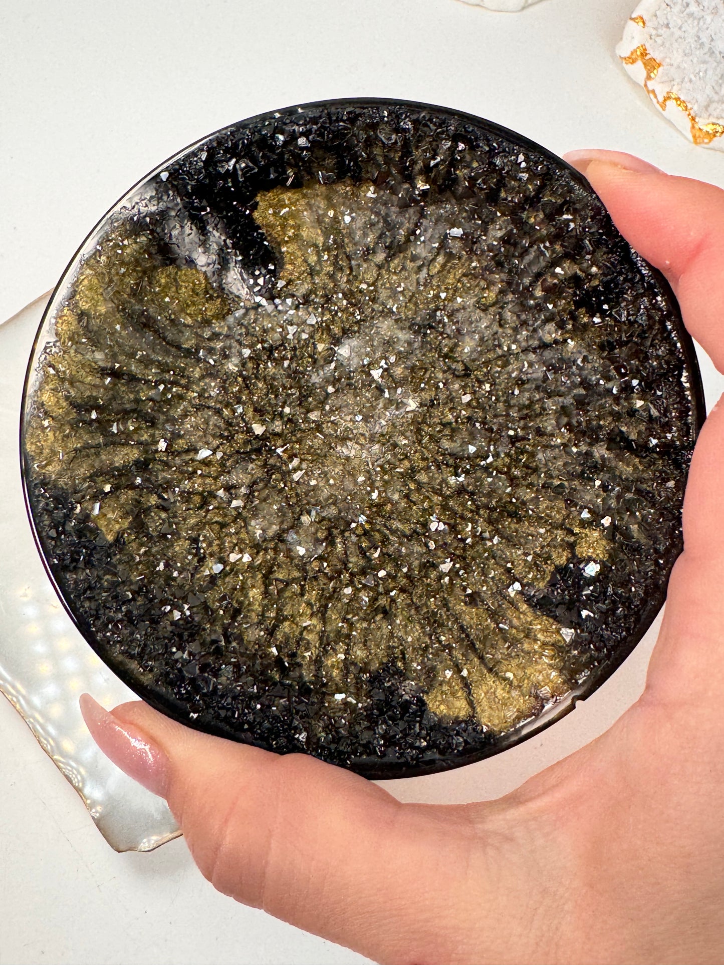 Schälchen Glitzer rund schwarz gold