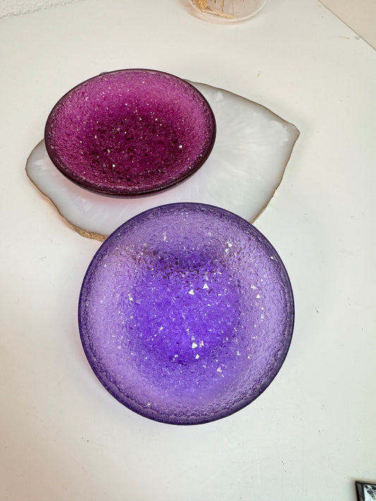 Glitzer Schälchen rund transparent außen matt