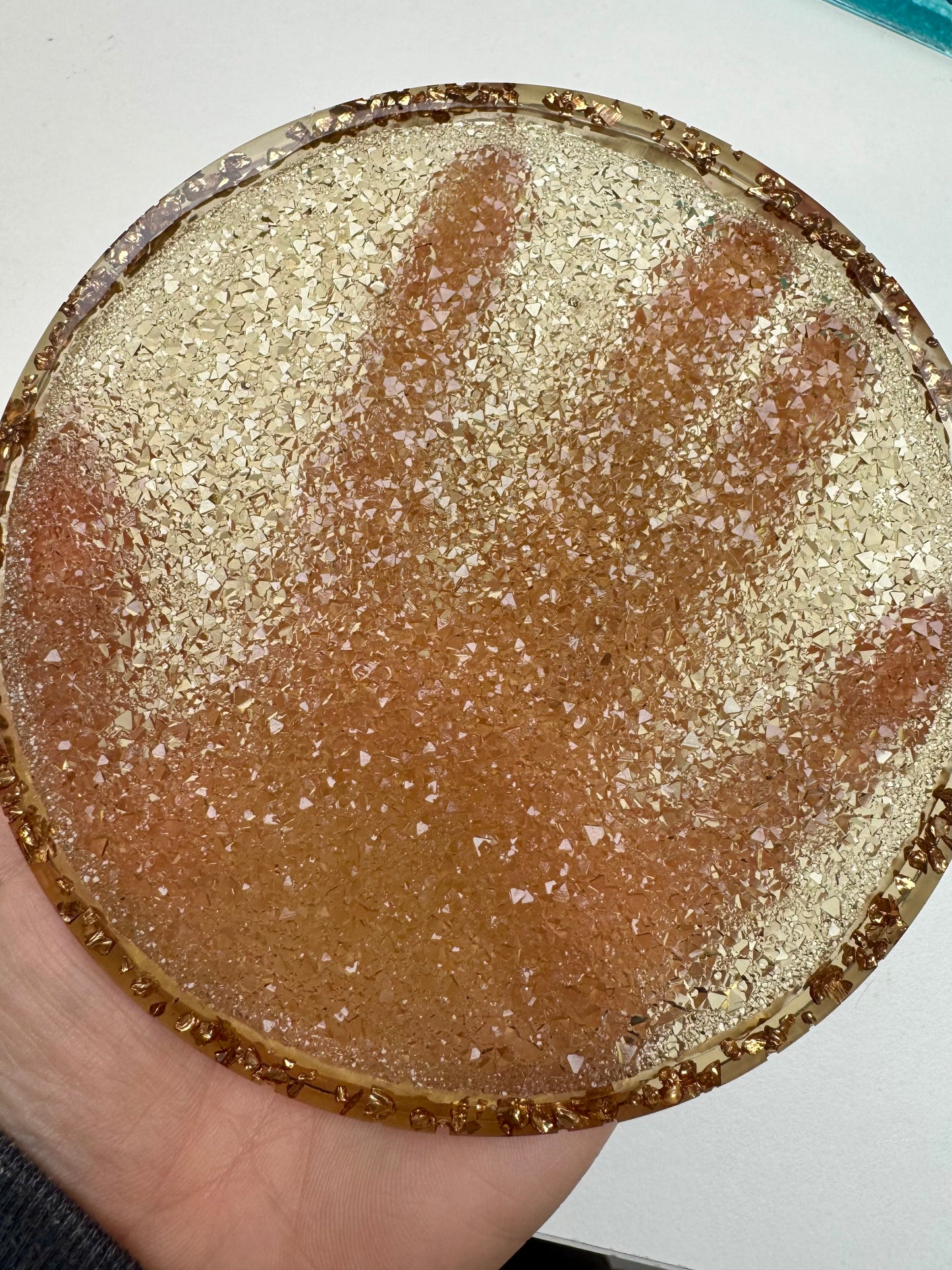 Glitzer Schälchen rund braun mit Steinchen