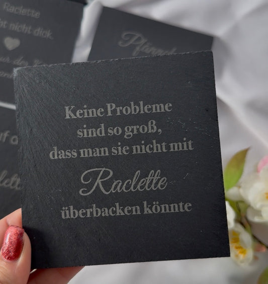 Raclette Pfännchenparkplatz Schieferuntersetzer