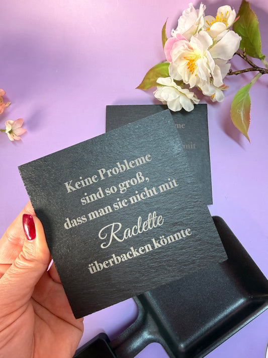 Raclette Pfännchenparkplatz Schieferuntersetzer
