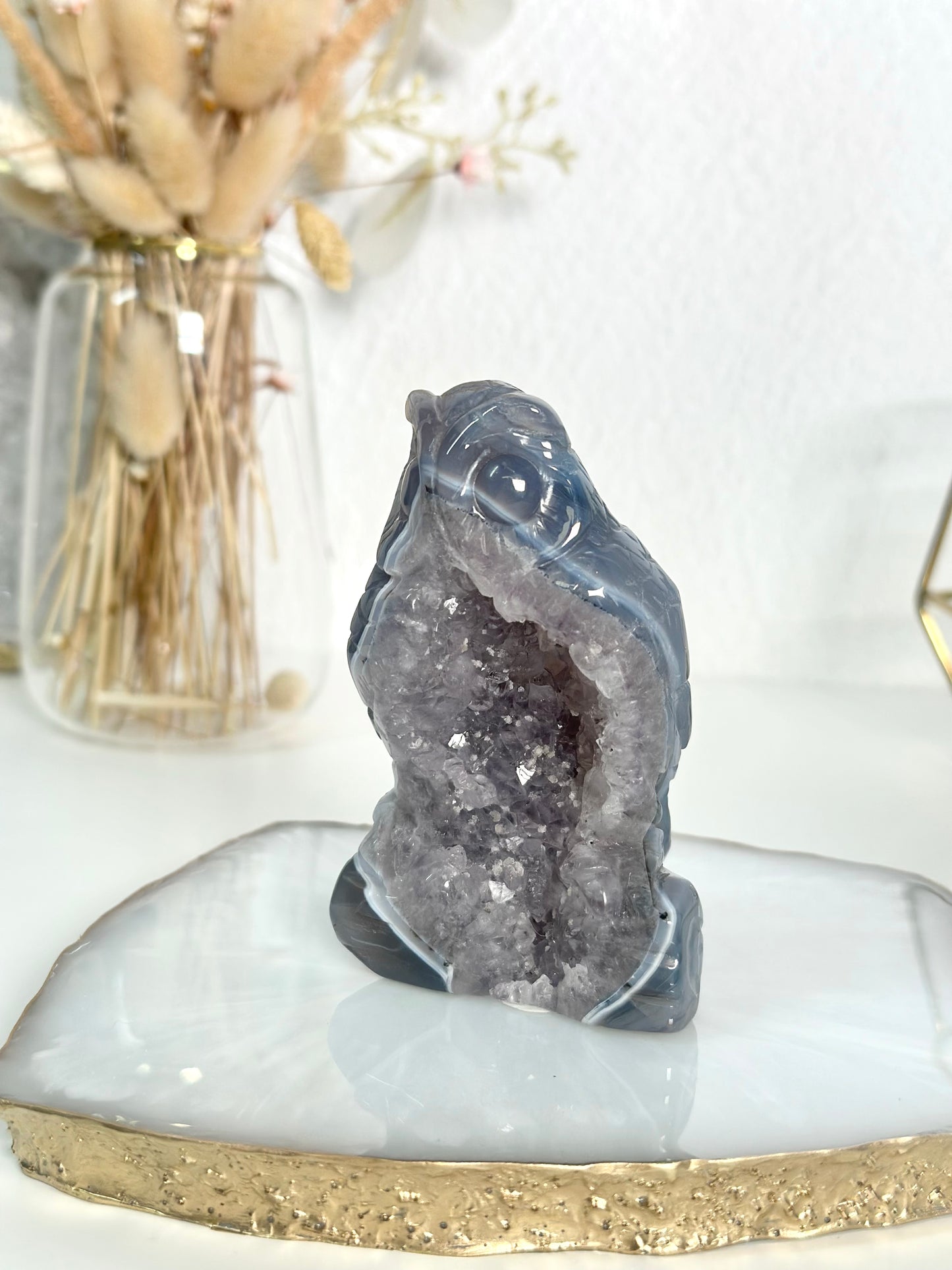 Amethyst Eulen Carving