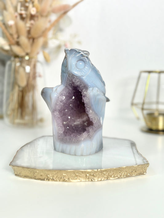 Amethyst Eulen Carving