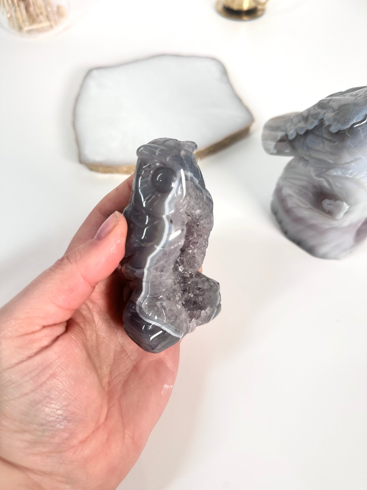 Amethyst Eulen Carving