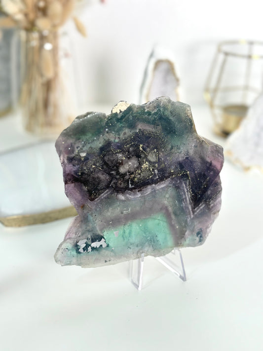 Fluorit Pyrit Slab 49E