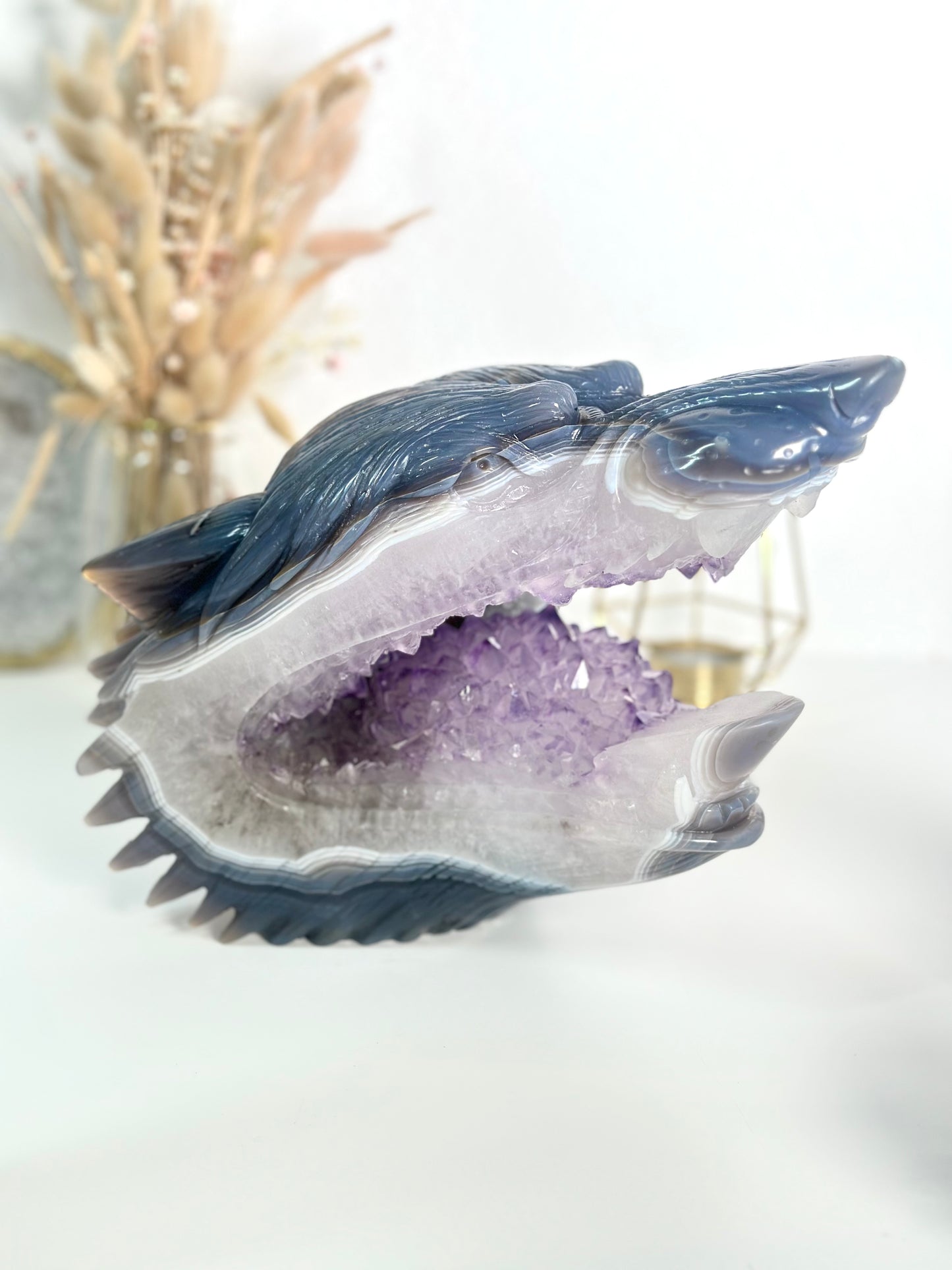 XXL Amethyst Wolf Carving