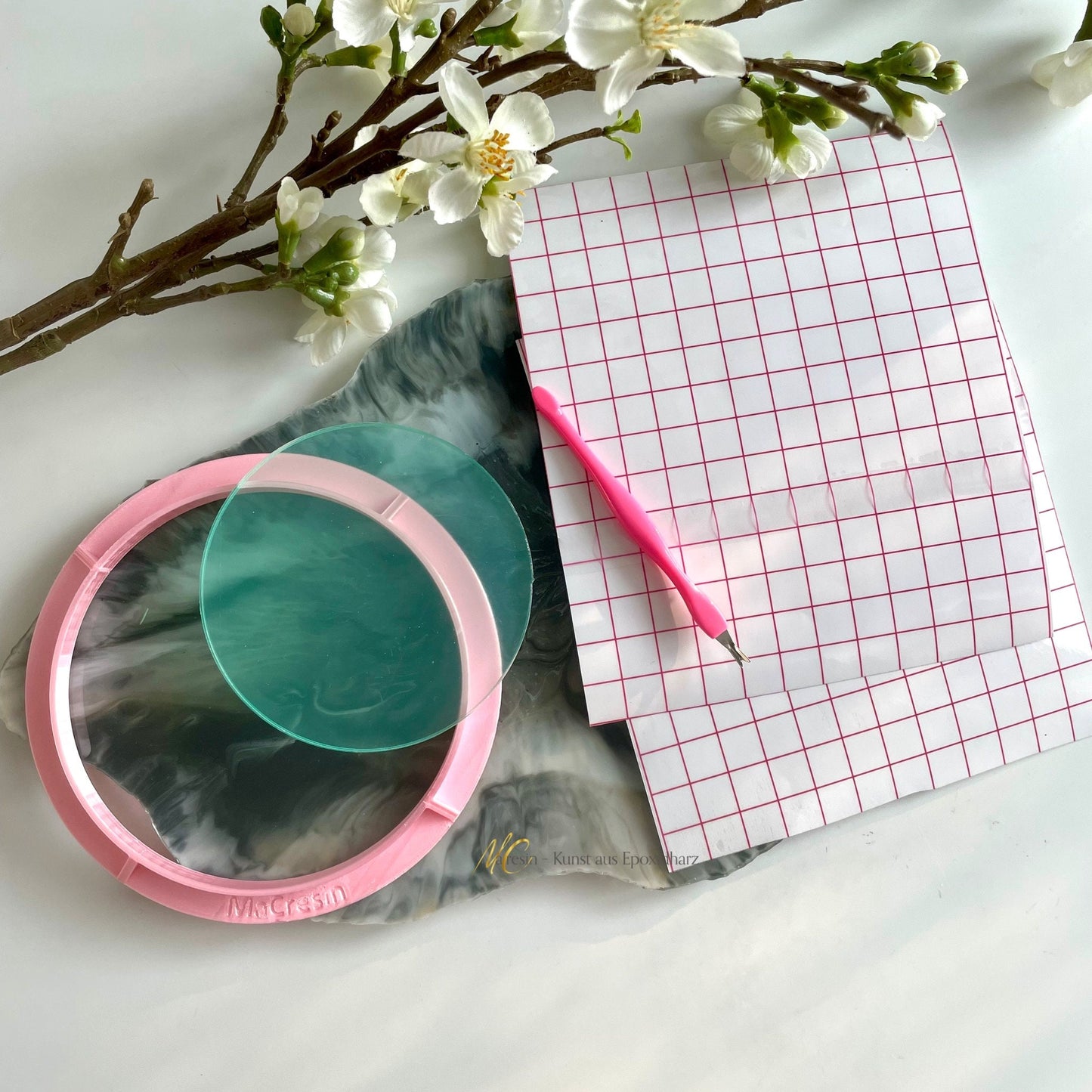 DIY Kit zur Herstellung von runden Epoxidharz Untersetzer Silikonformen mit Durchmesser 100mm