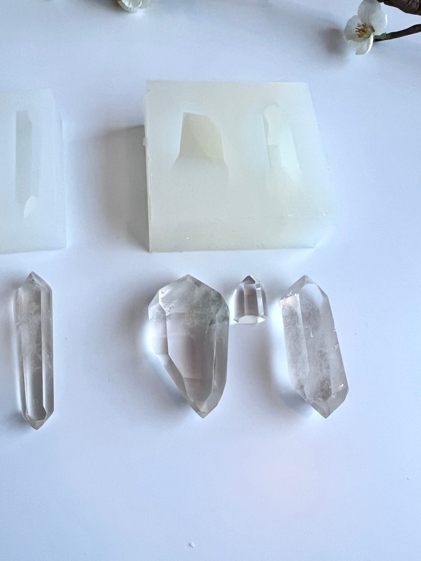 Silikonform Doppelender und Kristallspitzen