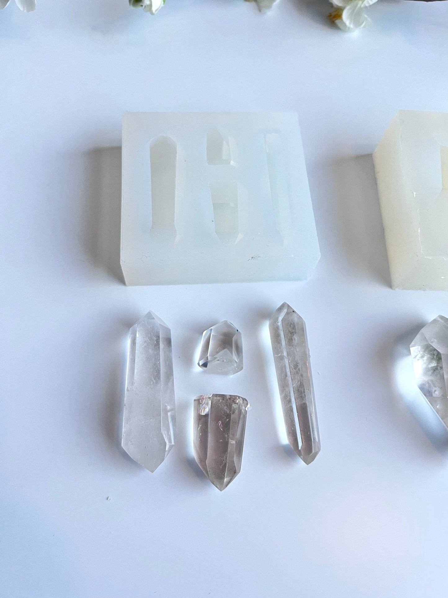 Silikonform Doppelender und Kristallspitzen