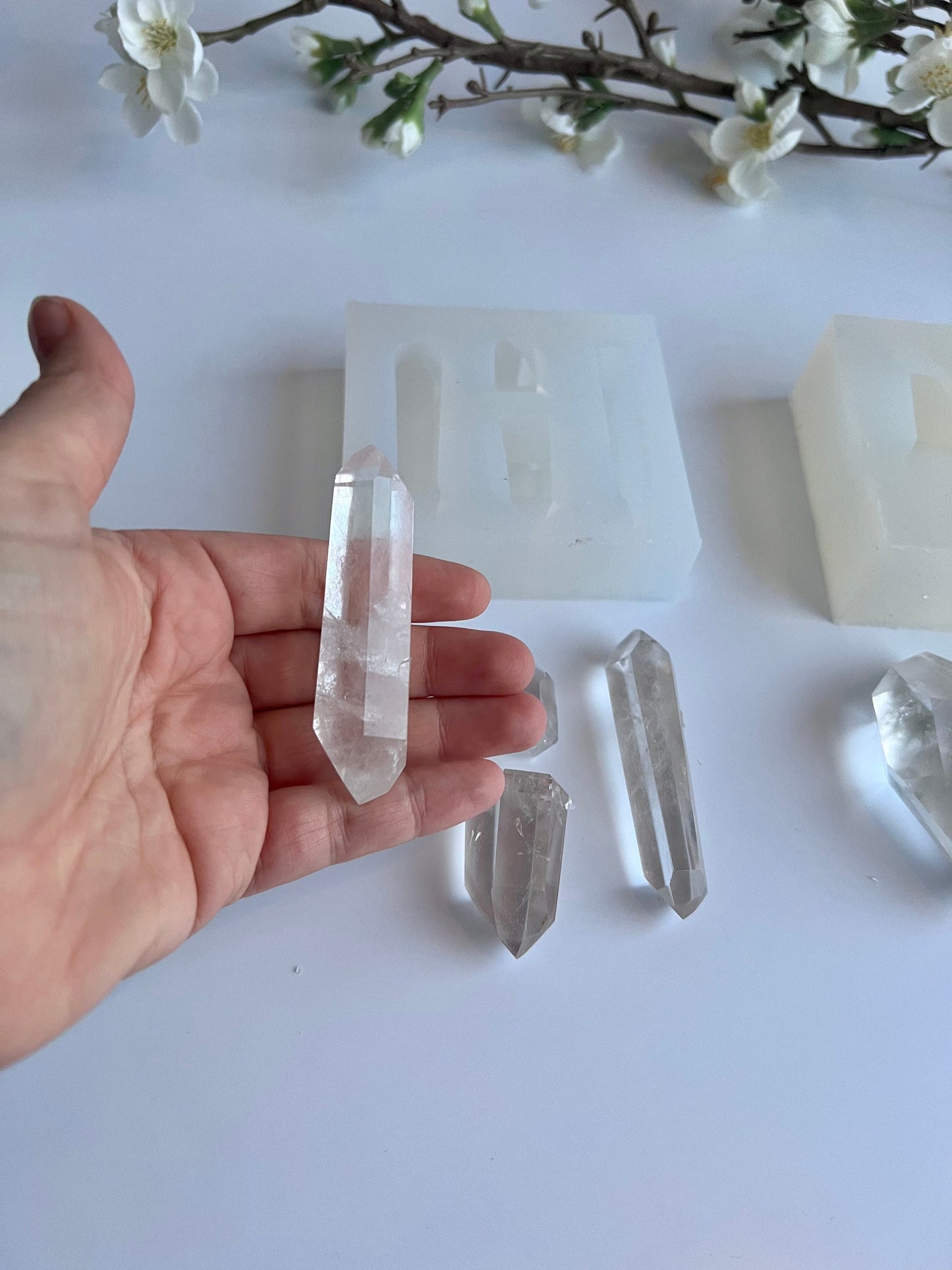 Silikonform Doppelender und Kristallspitzen