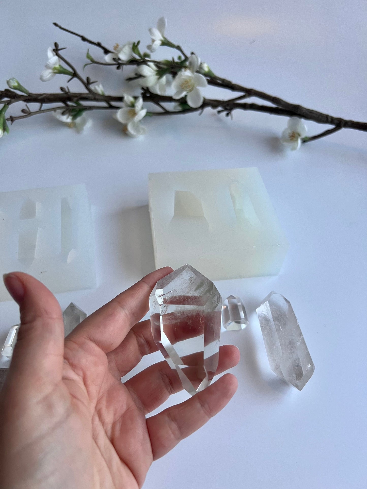 Silikonform Doppelender und Kristallspitzen
