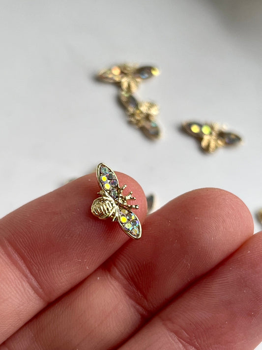 Bienchen Einflügler in Zartgold mit Glitzersteinchen